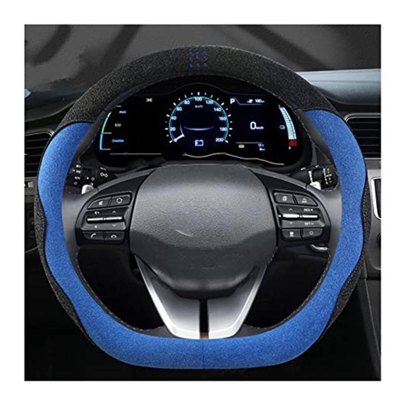 Couverture Volant Voiture Für Hyundai Für Ioniq 2016 2017 2018 2019 2020 2021 Auto Auto Lenkrad Abdeckung Nicht-Slip Wildleder Leder Auto Zubehör Innen(Blue) von HUMUTWCWP