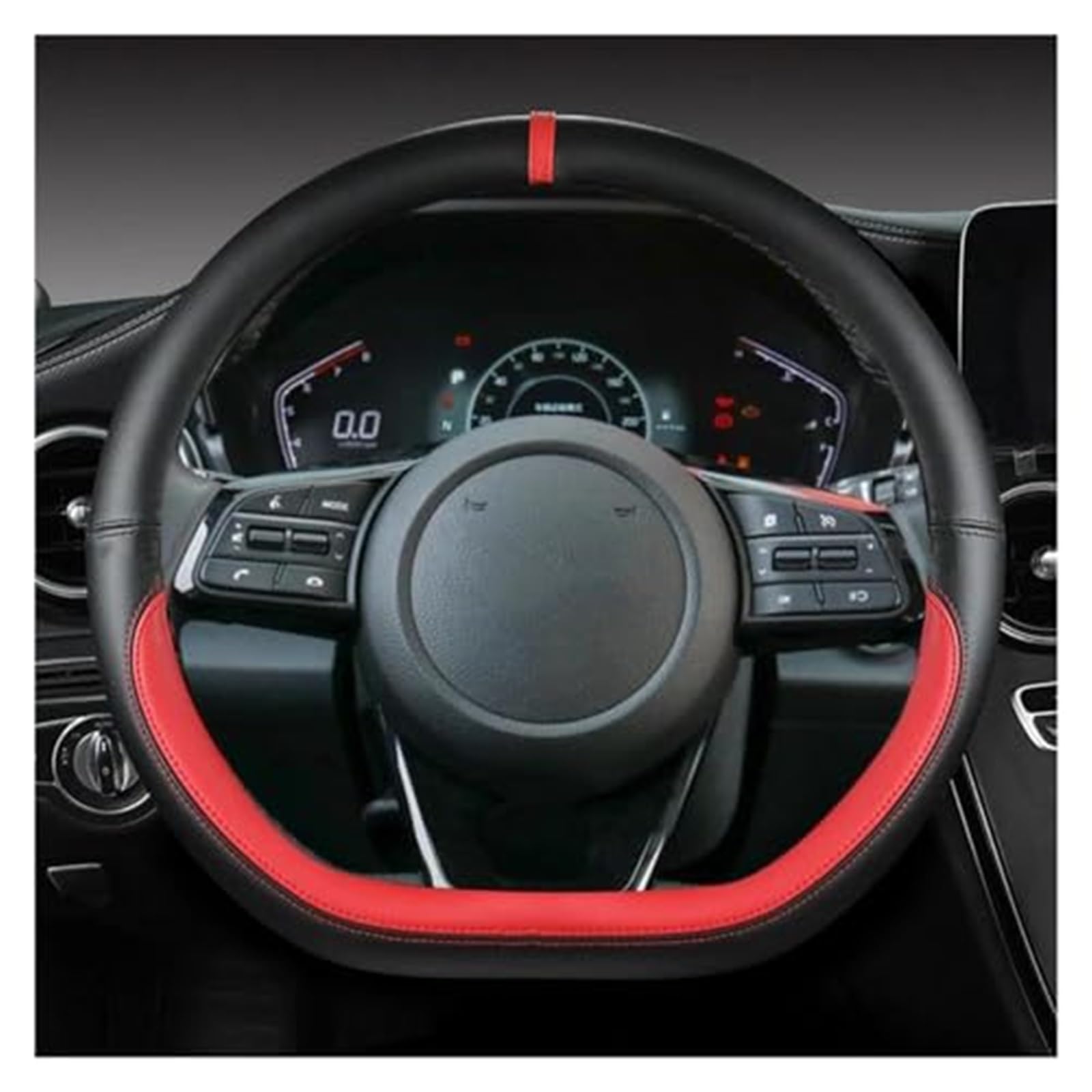 Couverture Volant Voiture Für Kia Für Sportage Für Sid Für Rio 3 Für Soul Leder Auto Lenkrad Abdeckung 38 cm 15 "Rad Abdeckung Anti-Slip Schutzhülle(Red) von HUMUTWCWP