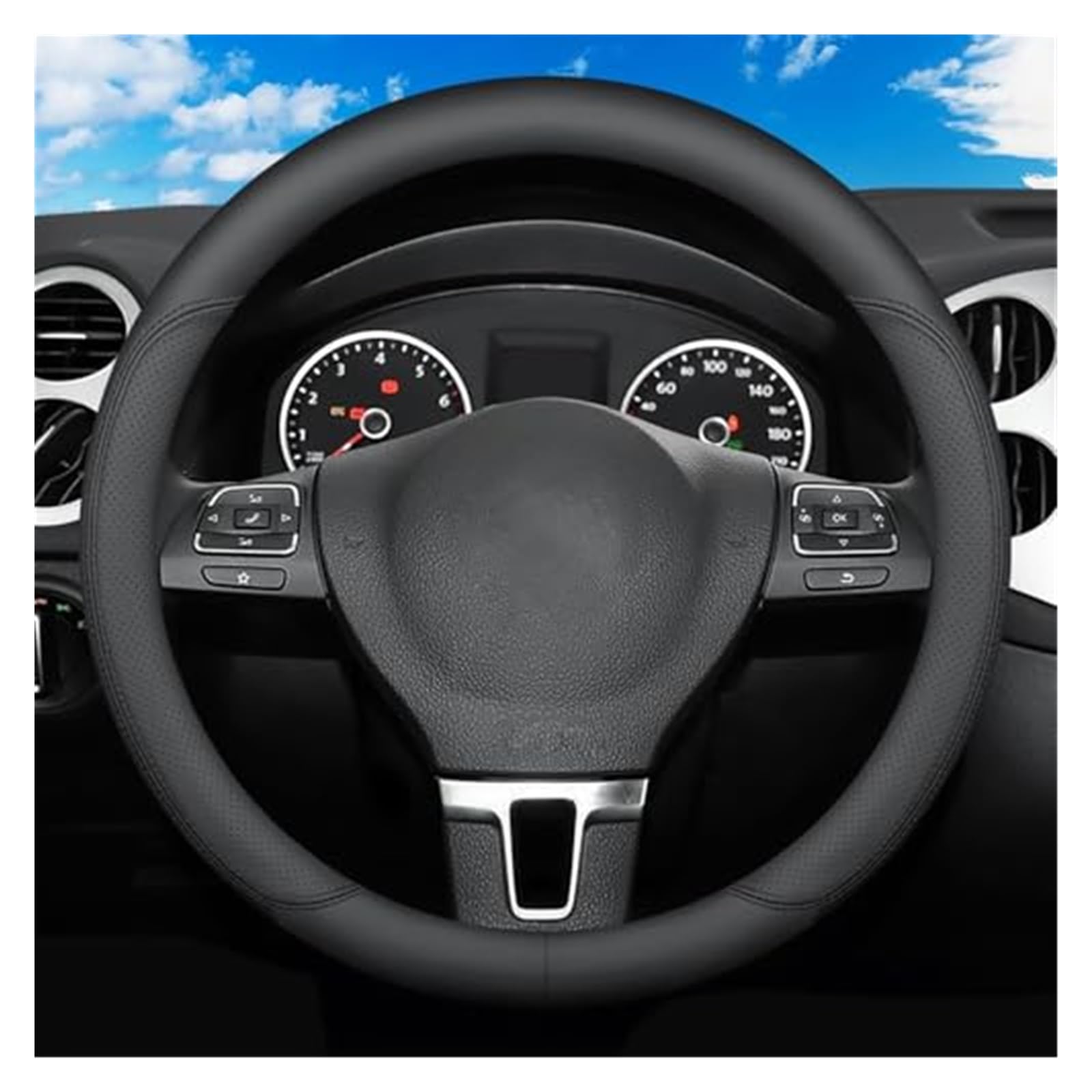 Couverture Volant Voiture Für Land Für Rover Für Range Für Evoque 1 L538 I 2011-2018 Lenkradbezüge Mikrofaser Leder Lenkradbezug 37-38 cm(Black-1) von HUMUTWCWP