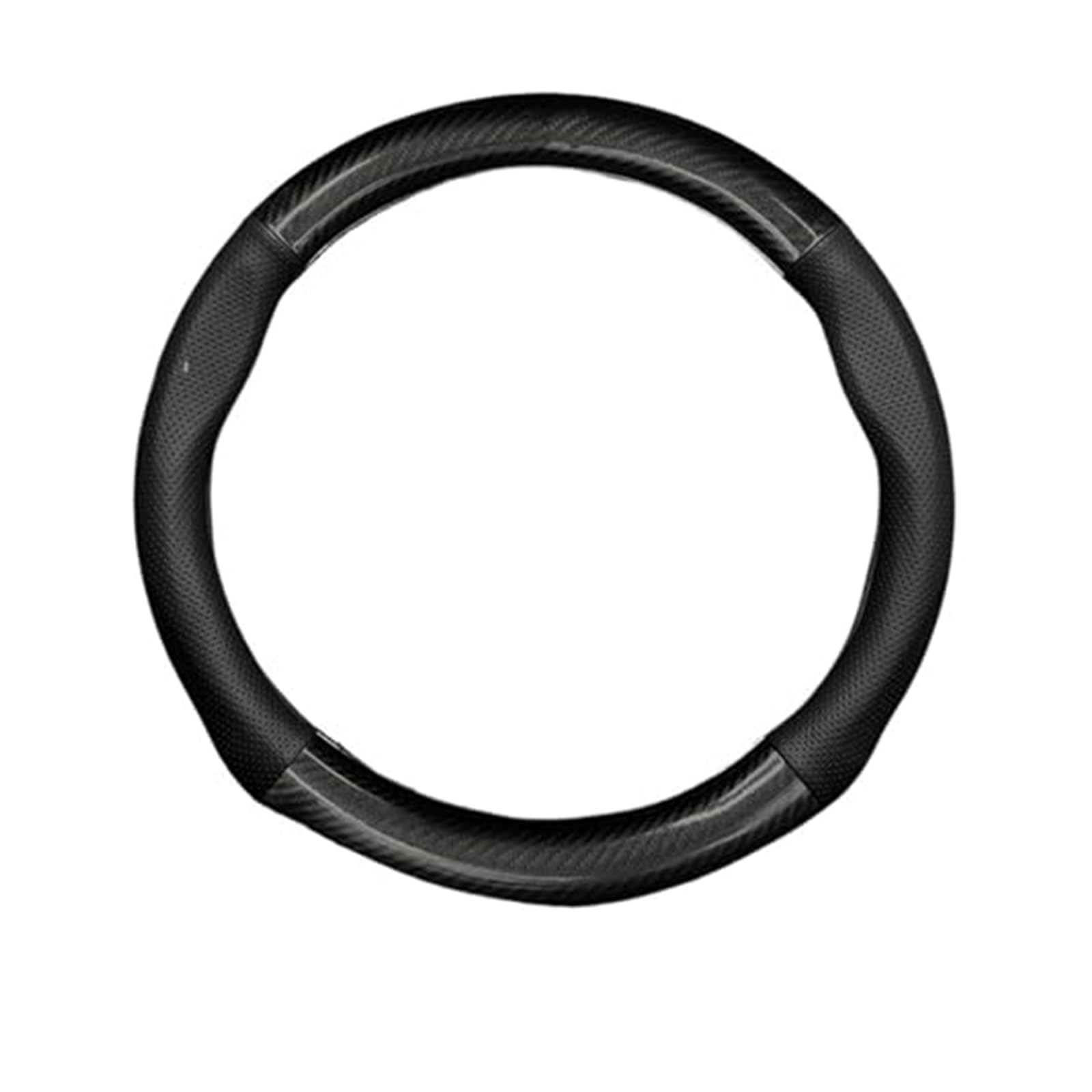 Couverture Volant Voiture Für Nissan NP300 Auto Lenkrad Abdeckung Aus Echtem Leder Carbon Faser Frauen Mann Sommer Winter Lenkrad Dekorative Abdeckung(Round Shape-Black) von HUMUTWCWP