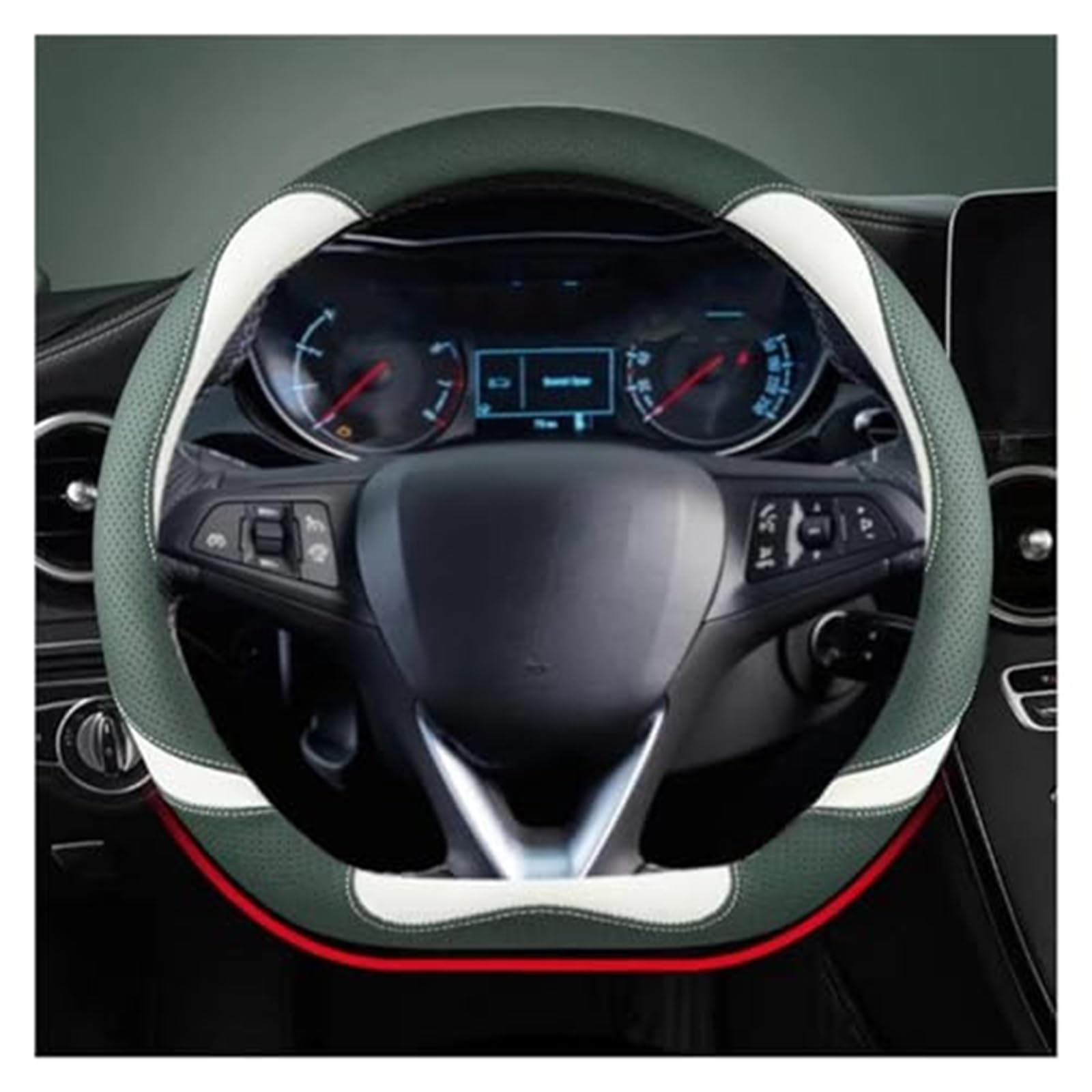 Couverture Volant Voiture Für Opel Für Grandland X Für Insignia 2017-2022 Lenkrad Abdeckung Auto Lenkrad Abdeckung O Form D Form 38CM(Green D Shape) von HUMUTWCWP