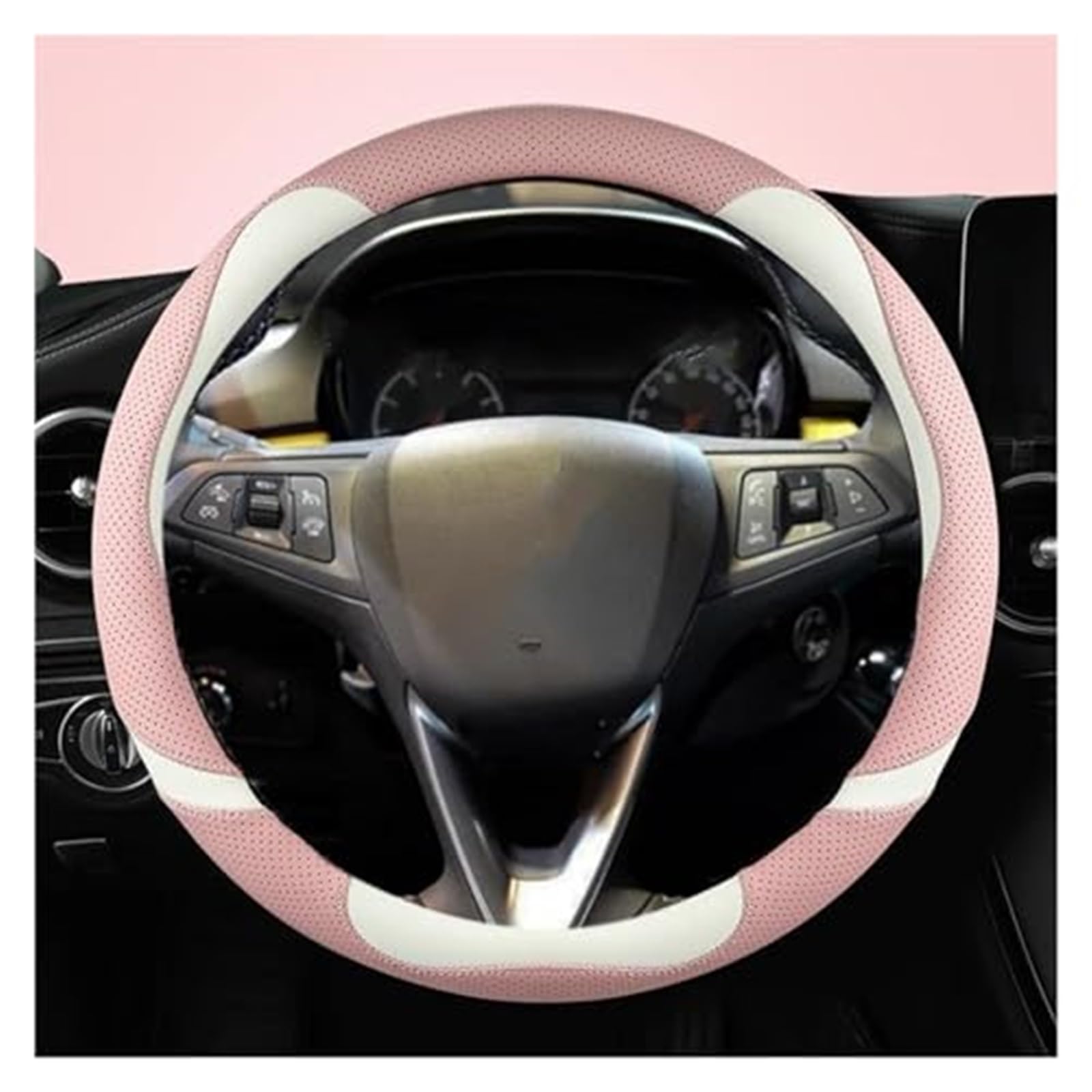 Couverture Volant Voiture Für Opel Für Grandland X Für Insignia 2017-2022 Lenkrad Abdeckung Auto Lenkrad Abdeckung O Form D Form 38CM(Pink O Shape) von HUMUTWCWP