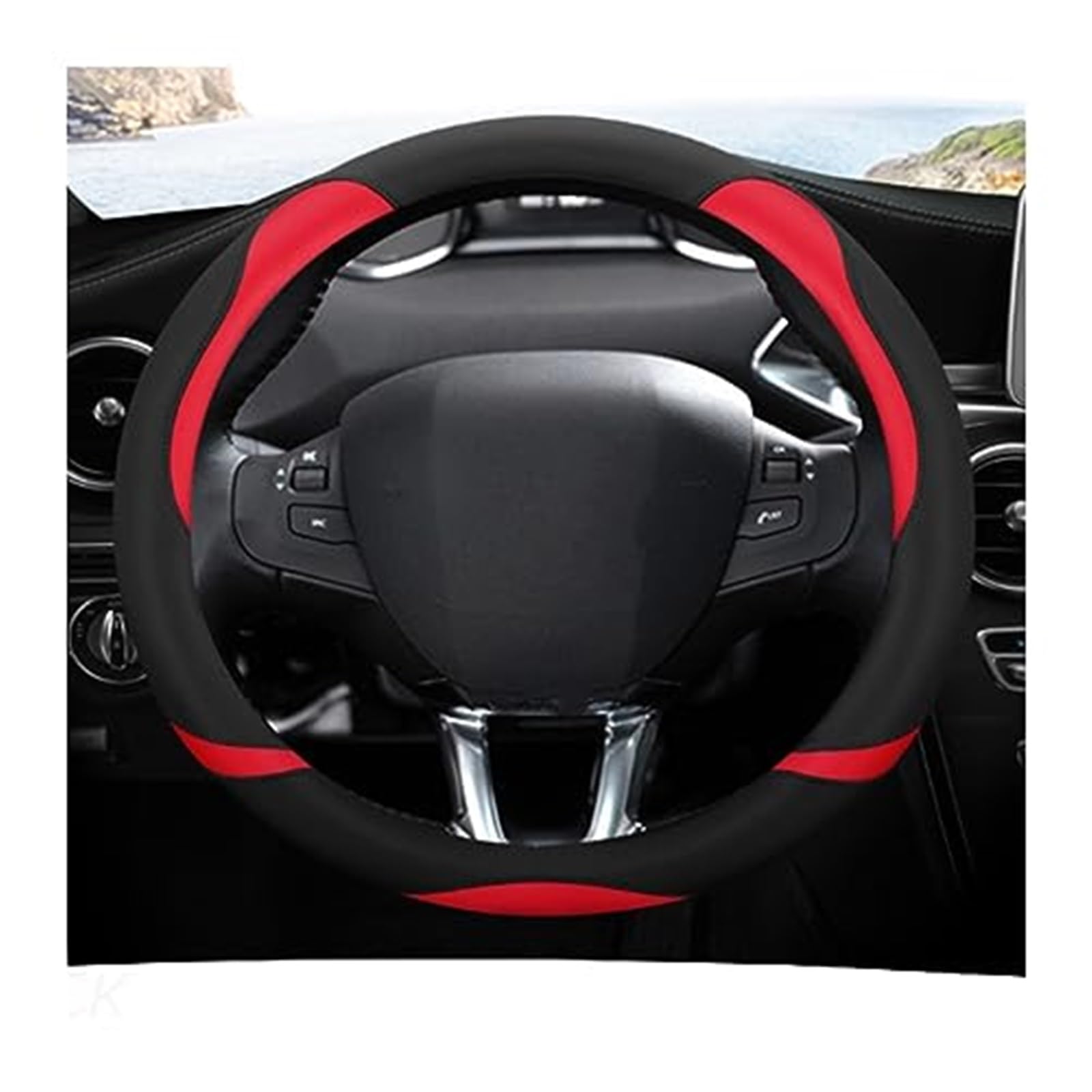 Couverture Volant Voiture Für Peugeot 208 2012–2018, für Peugeot 308 2014–2021, für 2008 2013–2018, Auto-Lenkradabdeckung, Lenkradschutz(B) von HUMUTWCWP