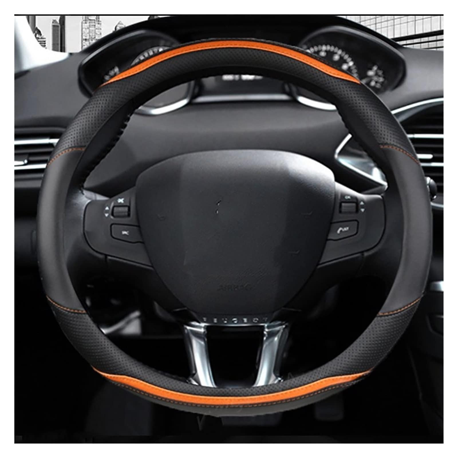 Couverture Volant Voiture Für Peugeot 208 2012~2018 34 cm Auto-Lenkrad-Abdeckung, Kohlefaser-PU-Leder, Innen-Lenkrad-Schutz-Abdeckung(2) von HUMUTWCWP