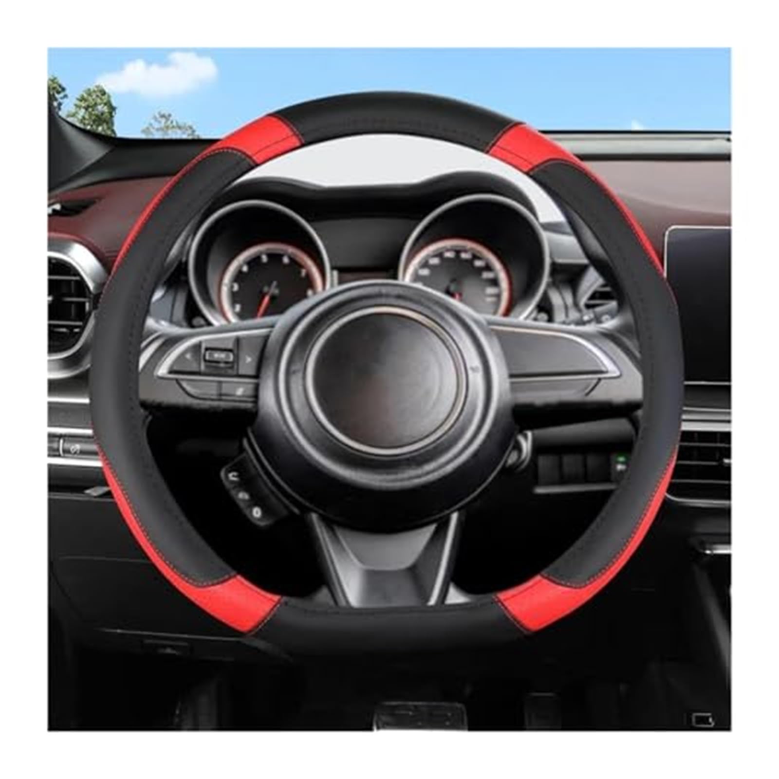 Couverture Volant Voiture Für Suzuki Für Swift 2017 2018 2019 2020 2021 2022 Lenkrad Abdeckung Lenkung Haube D Form 38CM(Red) von HUMUTWCWP