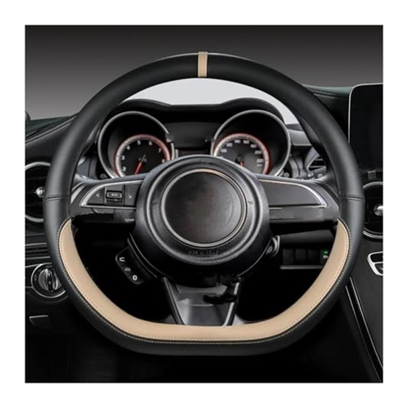 Couverture Volant Voiture Für Suzuki Für Swift 2017 2018 2019 2020 2021 2022 Sport Mikrofaser Leder D Form 38 cm Auto Lenkrad Abdeckung(BEIGE) von HUMUTWCWP