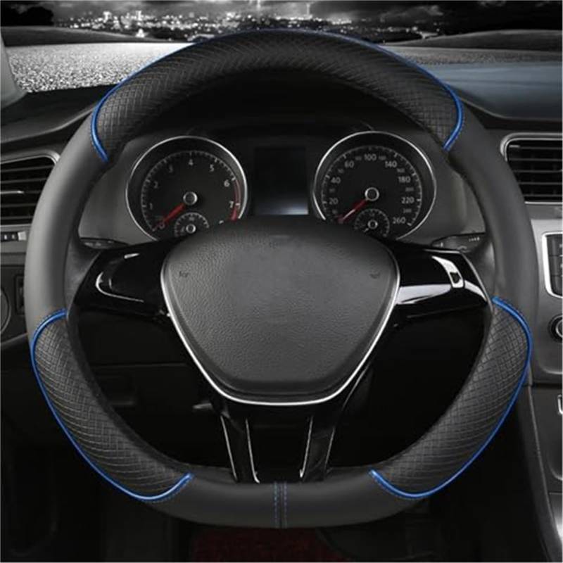 Couverture Volant Voiture Für VW Für Passa Für Polo Für Tiguan Für Touareg Für Touran Für T-Cross Auto Lenkrad Abdeckung(Black Blue) von HUMUTWCWP