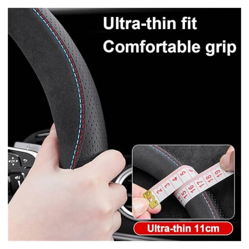 Couverture Volant Voiture Für VW Für Schießen Für Bremse ab Bj 2020 Anti Slip Heavy Duty Protector 37-38cm Auto Lenkrad Abdeckung Leder(A-Round) von HUMUTWCWP