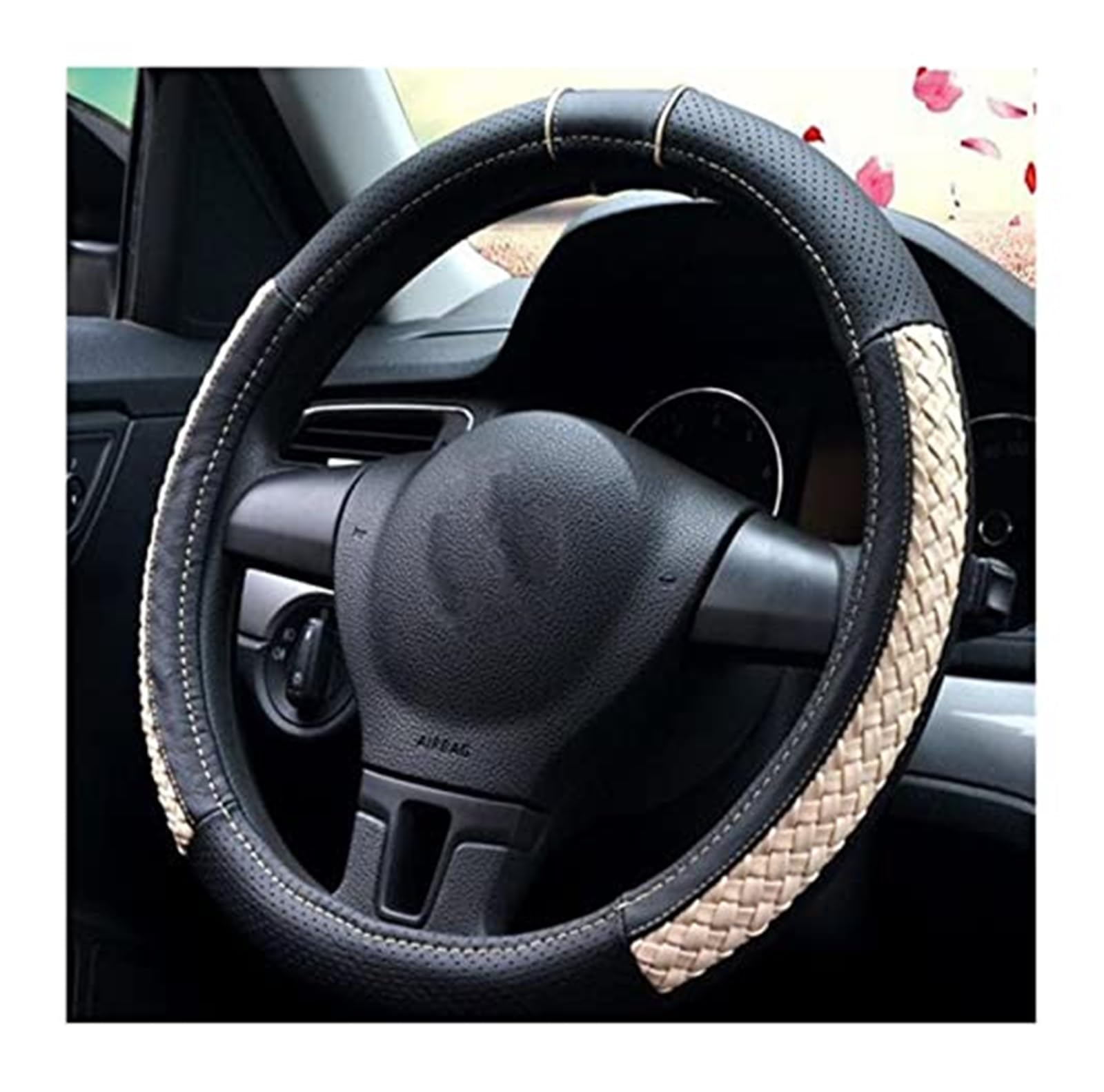 Couverture Volant Voiture Lenkradhülle, Auto-Lenkradabdeckung, universell, 37–38 cm(Beige) von HUMUTWCWP