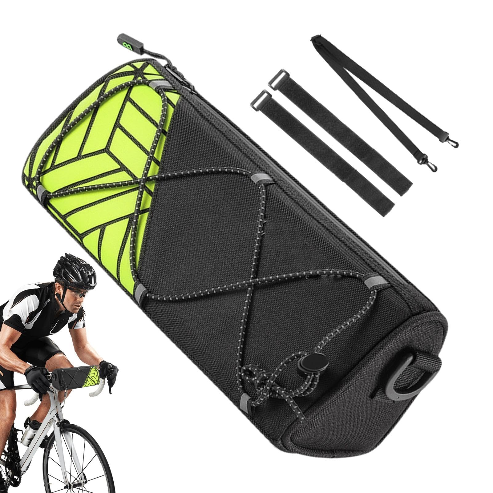 Fahrrad-Lenkertasche, Fahrradtasche | Reflektierende Fahrradtasche für Fahrradrahmen, Zubehörtasche für Lenkermontage, wasserdicht für Radfahren, Rennräder, Reisen von HUNJHYC