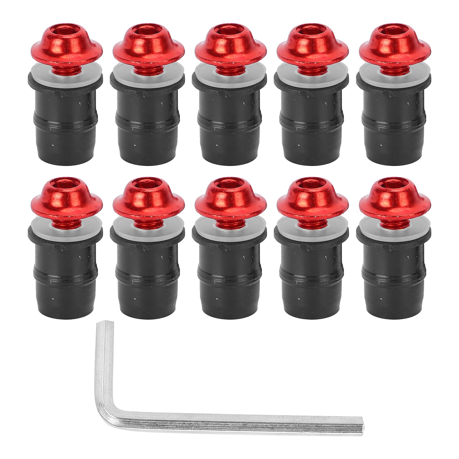 HUONIU 10 Stück Motorrad-Windschutzscheibenschrauben M5 x 16 mm mit Schraubenschlüssel, Universal-Set (A (rot)) von HUONIU