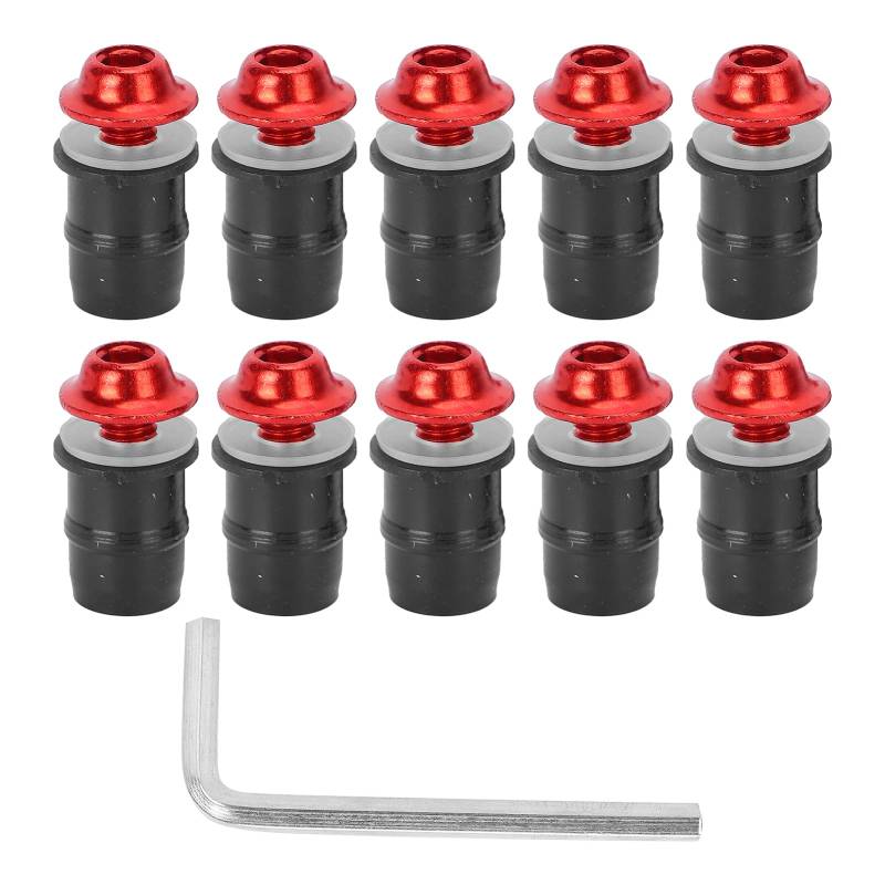 HUONIU 10 Stück Motorrad-Windschutzscheibenschrauben M5 x 16 mm mit Schraubenschlüssel, Universal-Set (A (rot)) von HUONIU