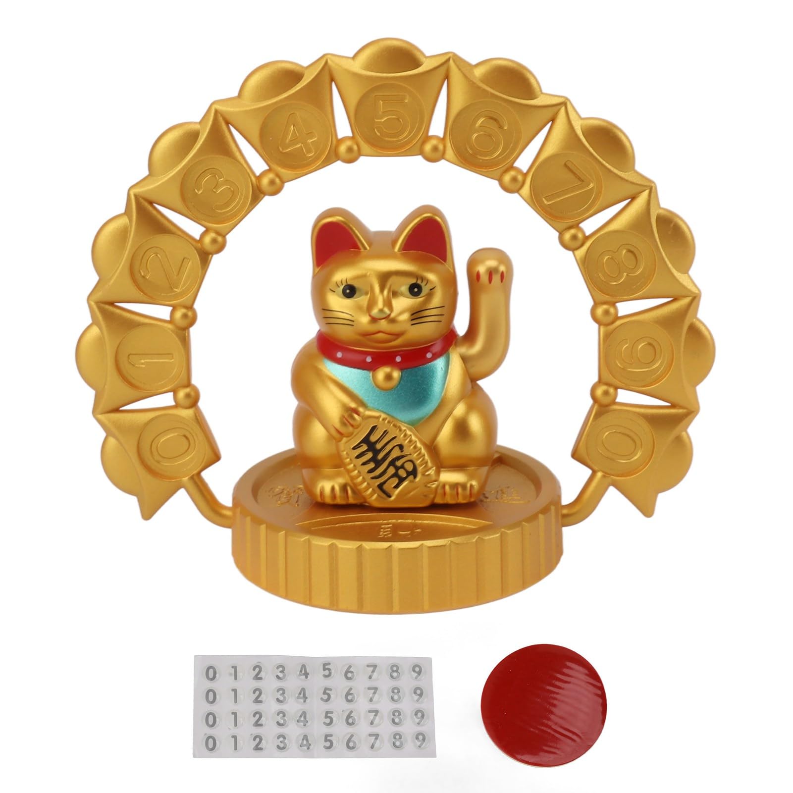 HUONIU Lucky Solar Cat mit temporärer Parkplatte, weiße Farbe (Champagner-Katze) von HUONIU