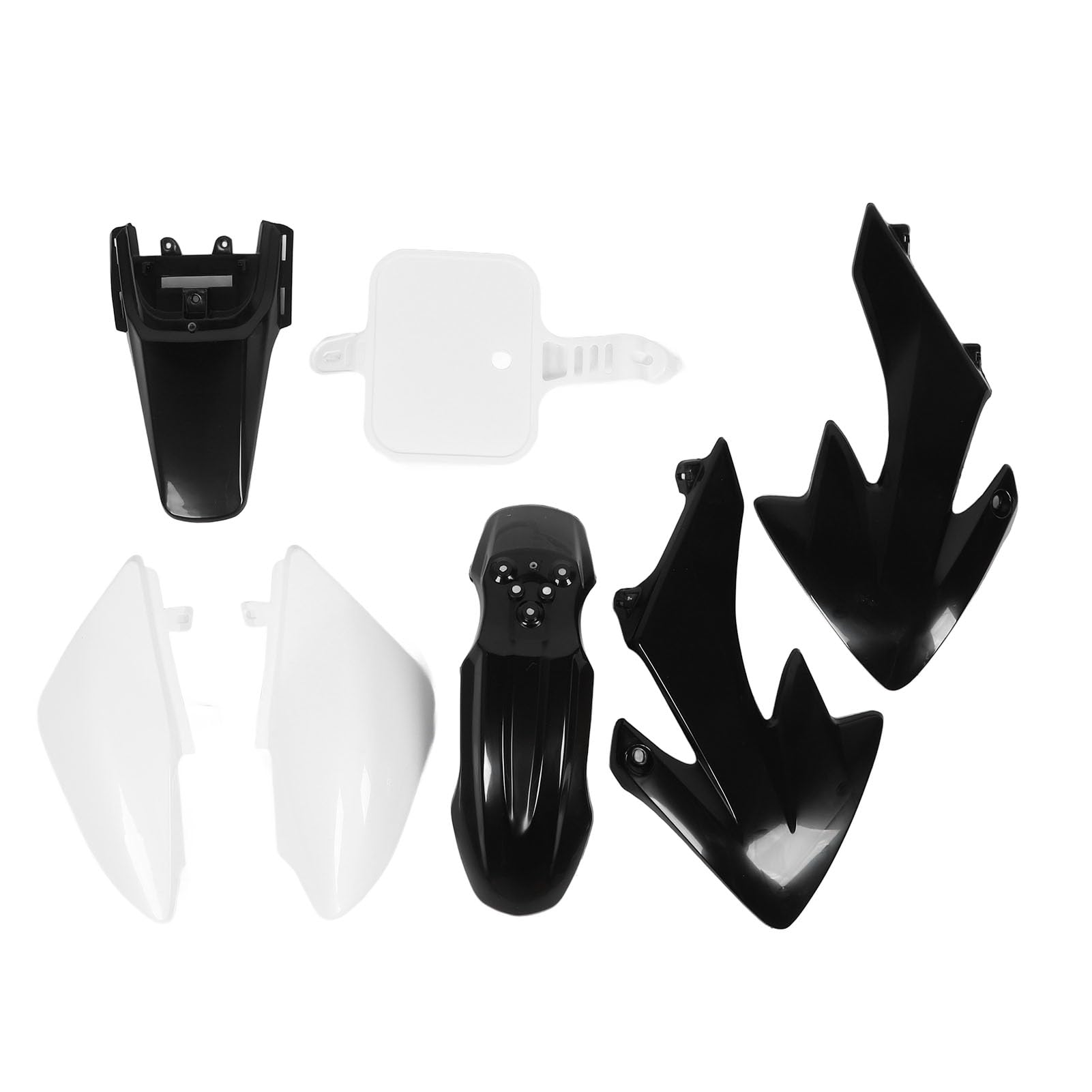 HUONIU Motorrad Verkleidungssatz für CRF50 XR50 50cc bis 160cc Splash Guard Kit (Vier Schwarze und DREI Weiße) von HUONIU