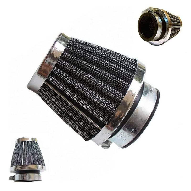 HURI Racing Sport Luftfilter 42mm im Edelstahl-Chrome Look / 125-250ccm z.B. für Flex Tech Jmstar Sachs Yiying Sukida Ecobike Benzhou Benero Tanco Hyosung Rebel Pegasus 4takt China Roller von HURI