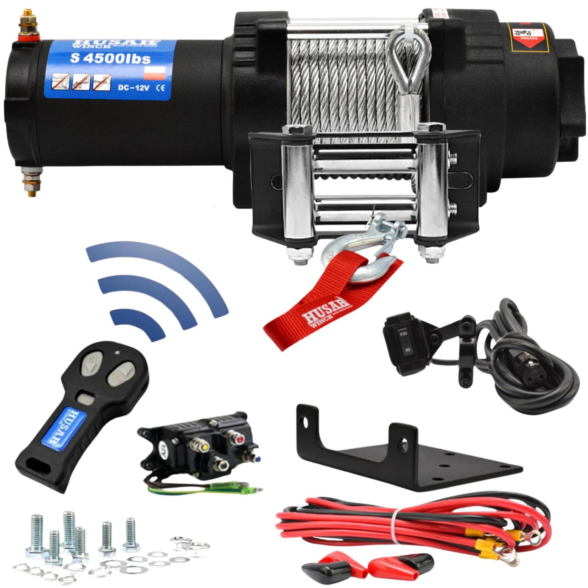 Husar Winch Elektrische Winde 12V (Drahtseil, 4500 lbs / 2040 kg) von HUSAR winch