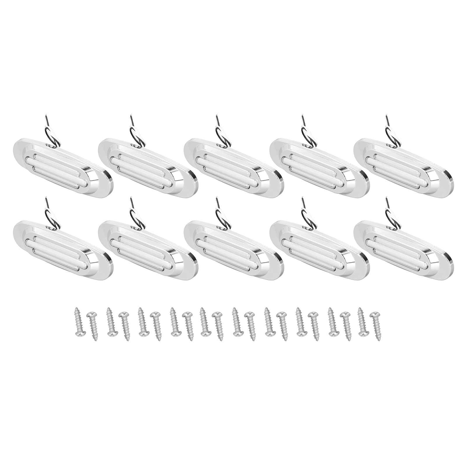 HUSHUI 10 Stück/Set 16 LED Seitenmarkierungsleuchte für LKW, Anhänger, 1200 lm, Blinklicht für Fahrzeuge, 12 – 24 V (weißes Licht) von HUSHUI