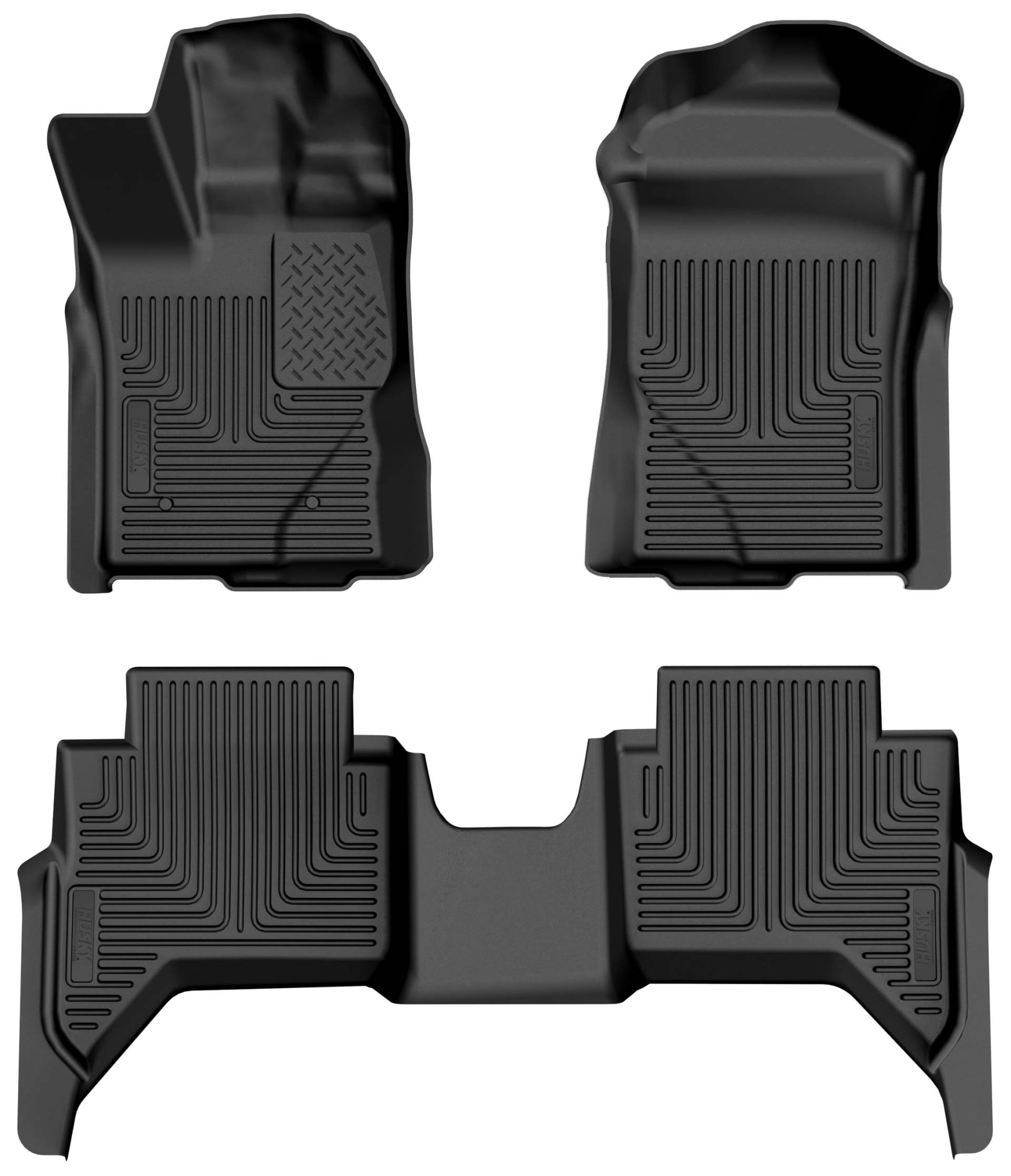 Husky Liners Weatherbeater 94171 Fußmatten, passend für Ford Ranger Supercrew 2024, vorne und 2. Reihe, 3-teilig, Schwarz von HUSKY LINERS