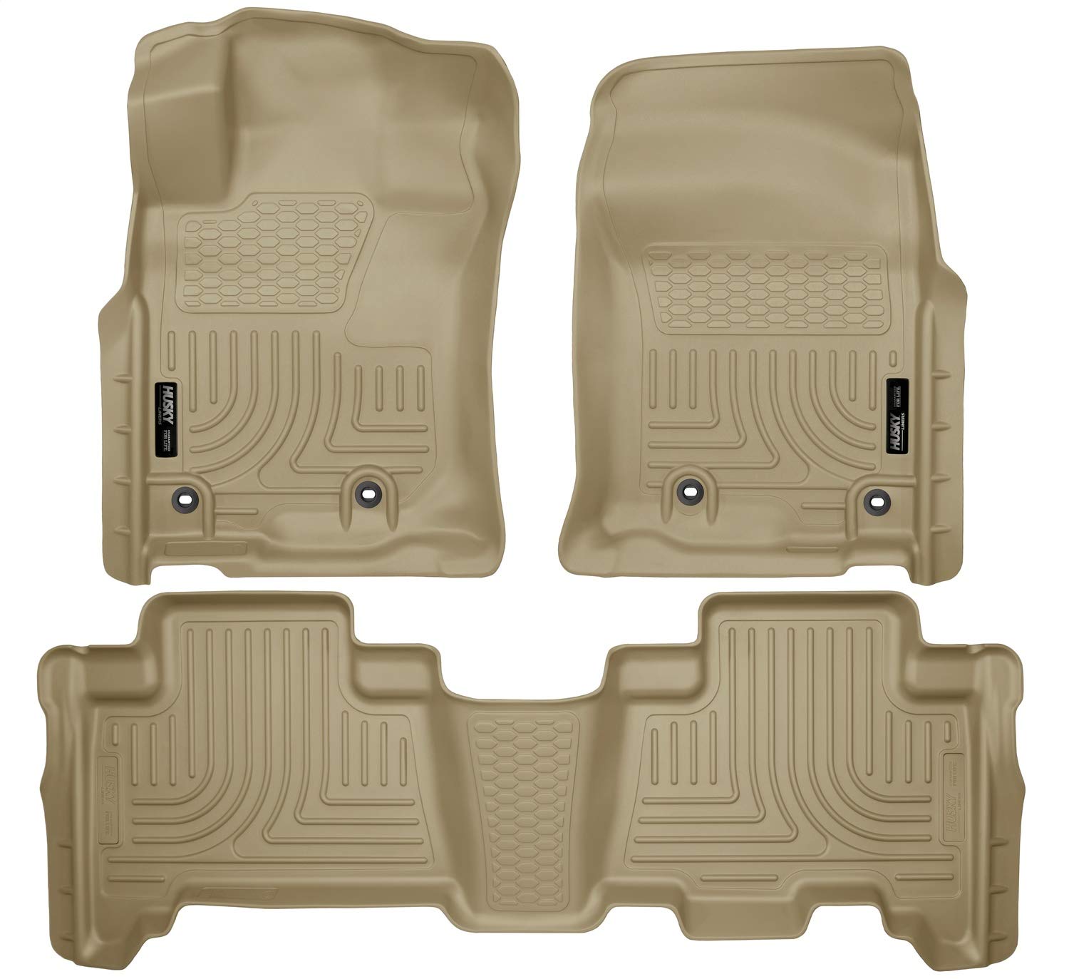 HUSKY LINERS Weatherbeater Fußmatten, passend für Toyota 4Runner, 2014–2024 Lexus GX460, vorne und 2. Reihe, 3-teilig, Hellbraun – 99573 von HUSKY LINERS