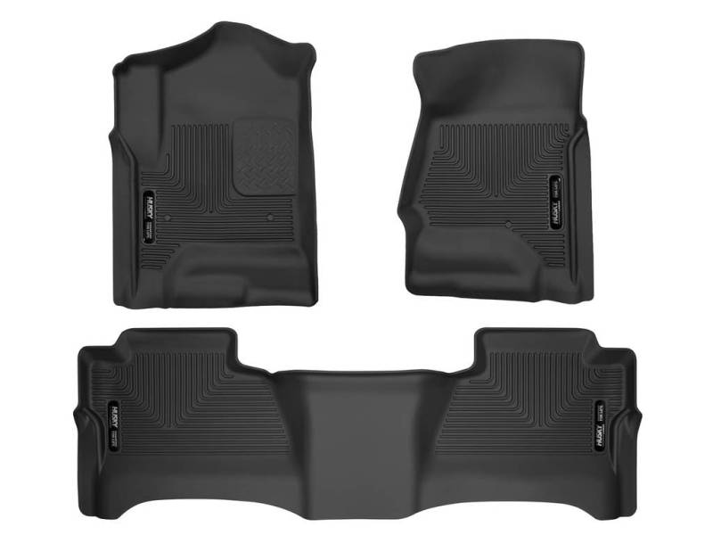 Husky Liners Weatherbeater Fußmatten, passend für Chevrolet Silverado & GMC Sierra 1500 Crew Cab; 15-19 Silverado/Sierra 2500/3500 Crew Cab (Fußraum Cvg) | Vordere und 2. Reihe, 3-teilig, schwarz – von HUSKY LINERS