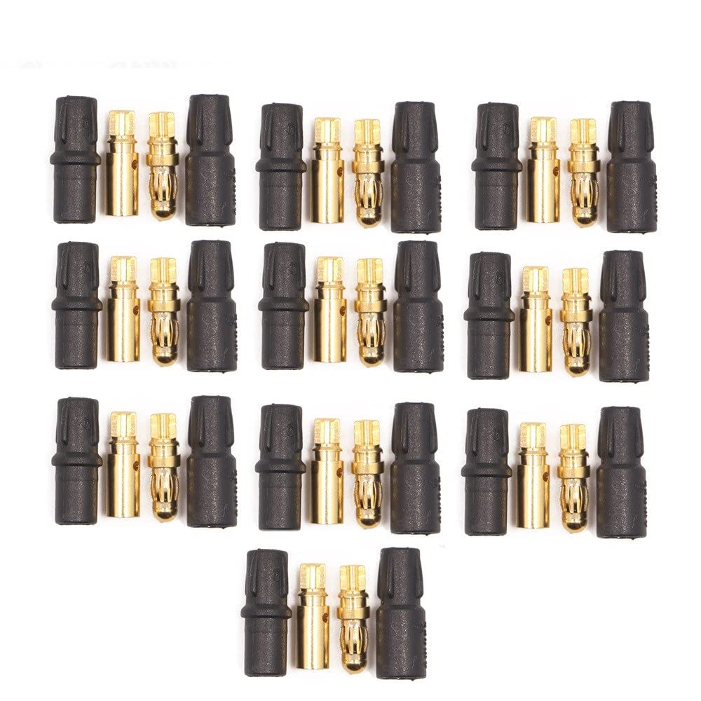 For Amass 20 Stück 3,5 mm SH3,5 vergoldeter Stecker mit Schutzhüllen for Rc Motor ESC Drohne Auto Boot (10 Paar) von HUTIANSN