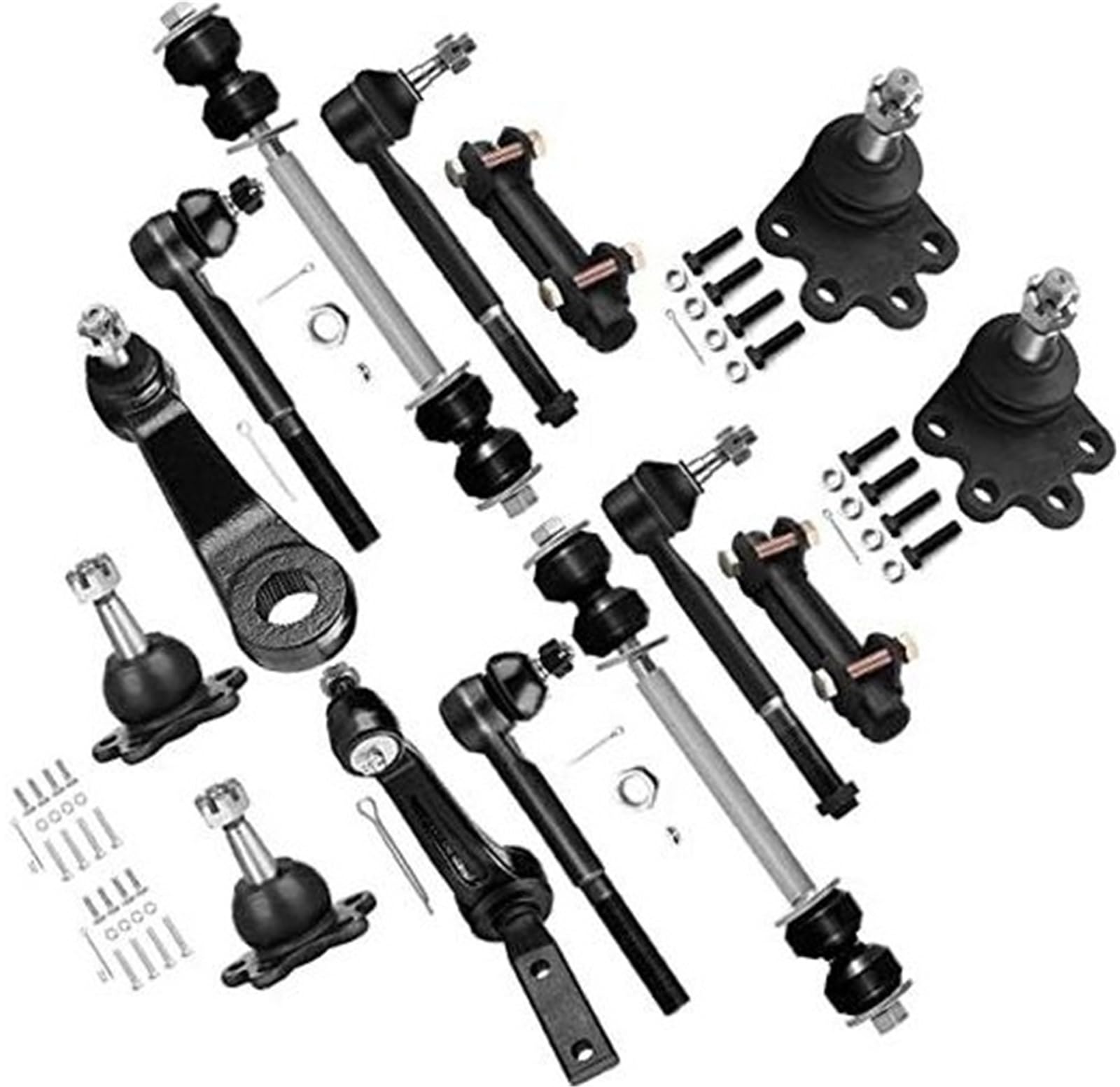 HUVNEXA 14-teiliges 4WD-Federungsset, innere und äußere Spurstangenköpfe, Einstellhülsen, Stabilisatorverbindung, unteres und oberes Kugelgelenk, Spannarm, Lenkstockhebel, for 1988-1992, for Chevy, K1 von HUVNEXA