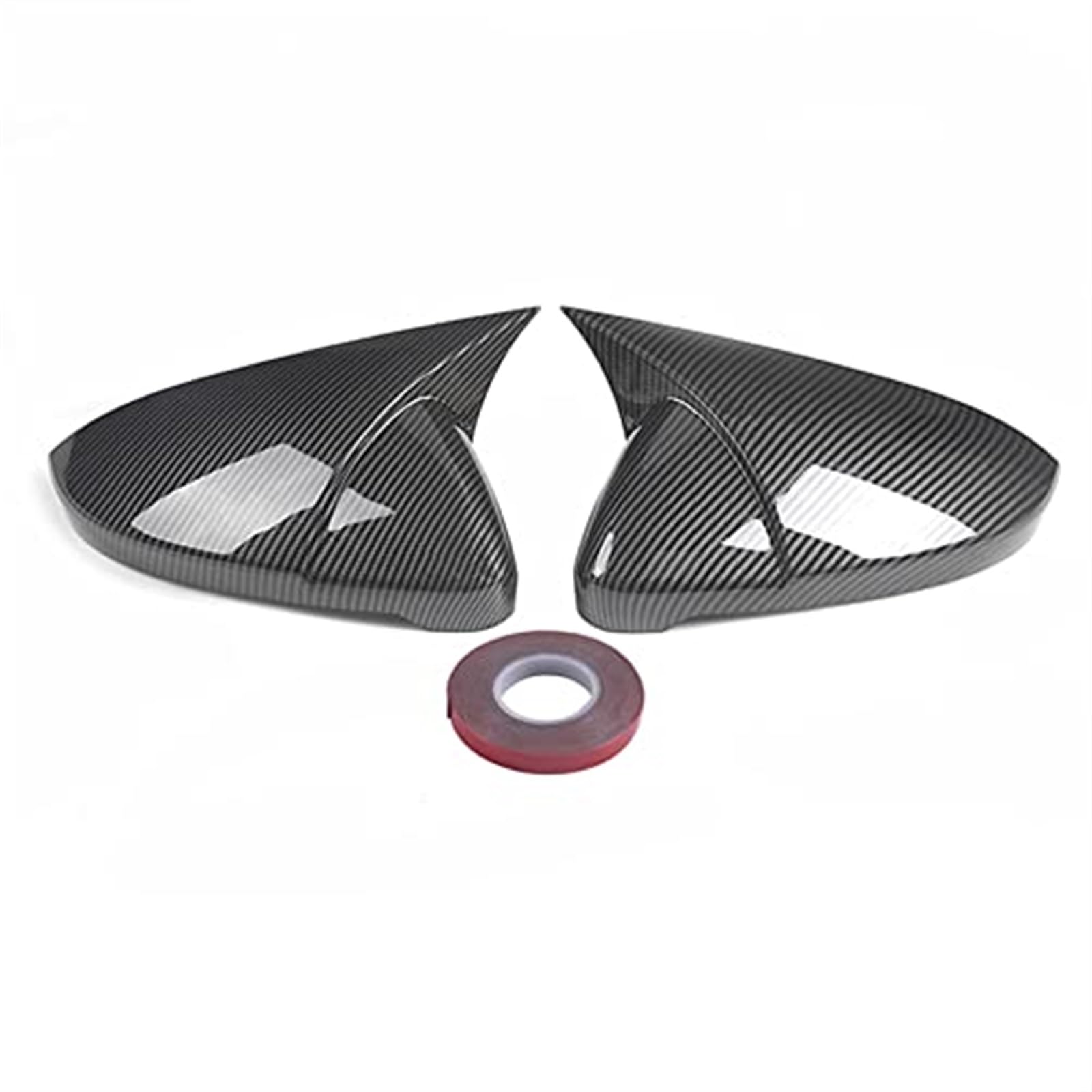 HUVNEXA 2 Stück Hornform Seitenflügel Rückspiegelkappe Abdeckung, for Golf, MK7 MK7.5 GTI GTD R Base 2014-2019 Außenspiegel Ersatzteile Auto-Außenspiegelabdeckungen(Black Carbon Fiber Look) von HUVNEXA