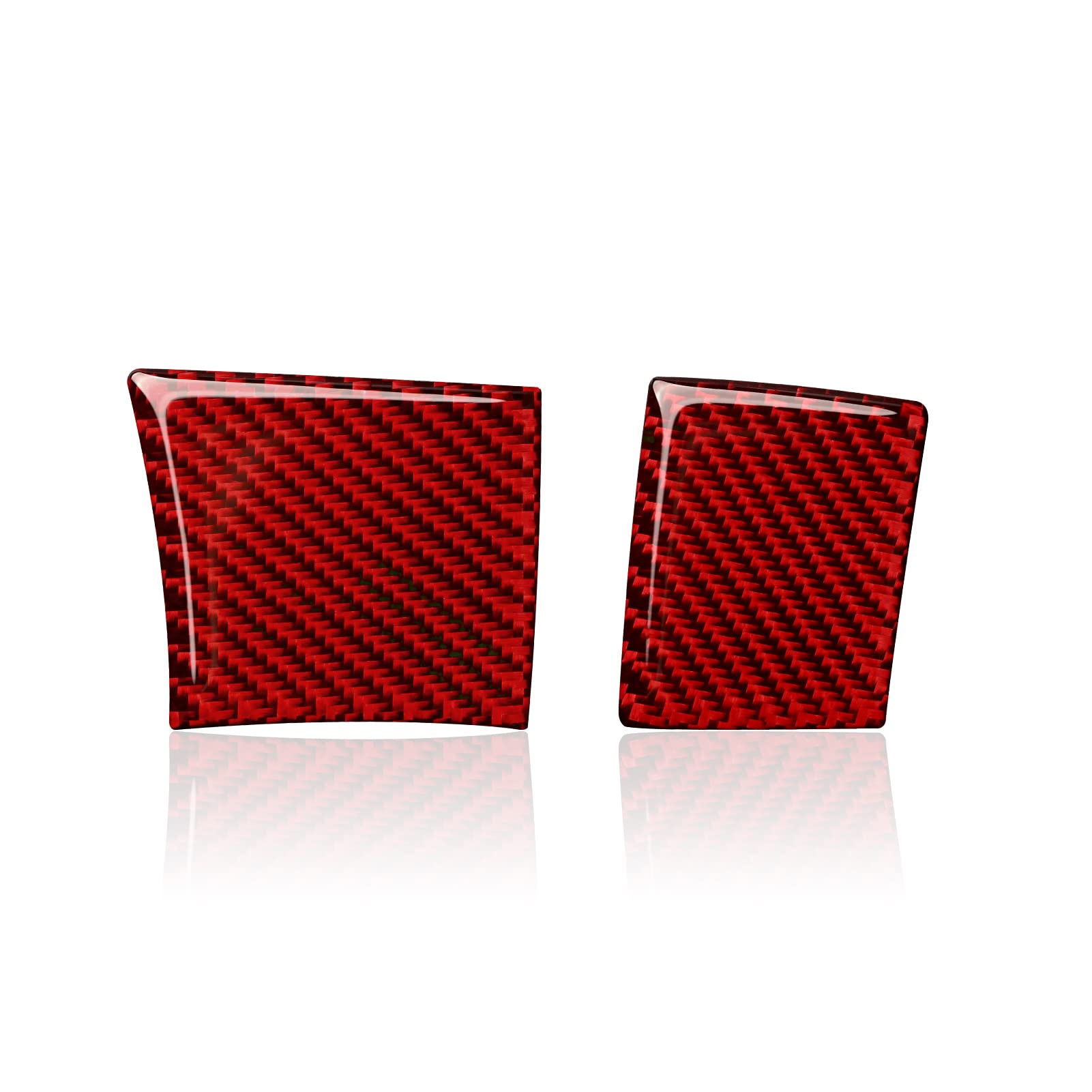 HUVNEXA 2PCS Auto Links Rechts Lenkrad Aufkleber Carbon Faser Aufkleber Trim Aufkleber, for Dodge, for Challenger 2021-2015 Zubehör Lenkraddekoration(Red) von HUVNEXA