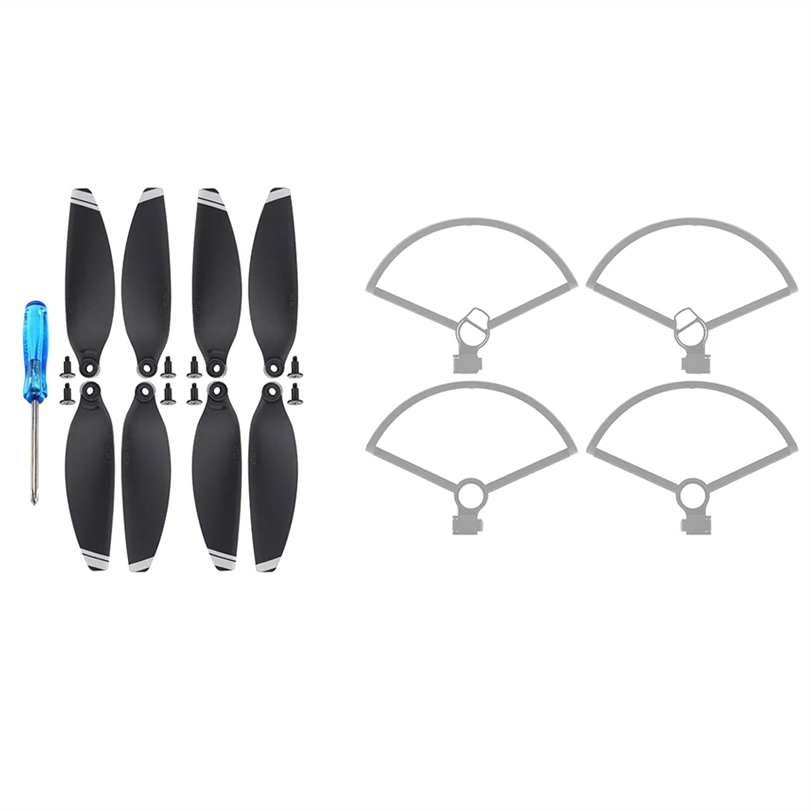 HUVNEXA 4 STÜCKE Propellerschutz Schutz Drohne Zubehör Klinge Fens Props Flügelschraube Schnellverschluss Abdeckung Schutzset, for DJI, for Mavic, for Mini, Drohnenpropeller(Bundle C Silver) von HUVNEXA