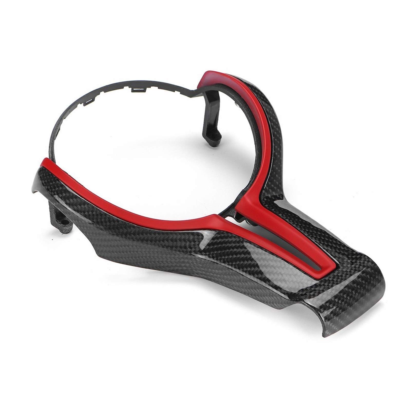 HUVNEXA 4-farbige Lenkradverkleidung aus echtem Carbon, for, M2 F87 M3 F80 M4 F82 M6 F06 F12 F13 X5M X6M Lenkradverkleidung Lenkraddekoration(Red) von HUVNEXA