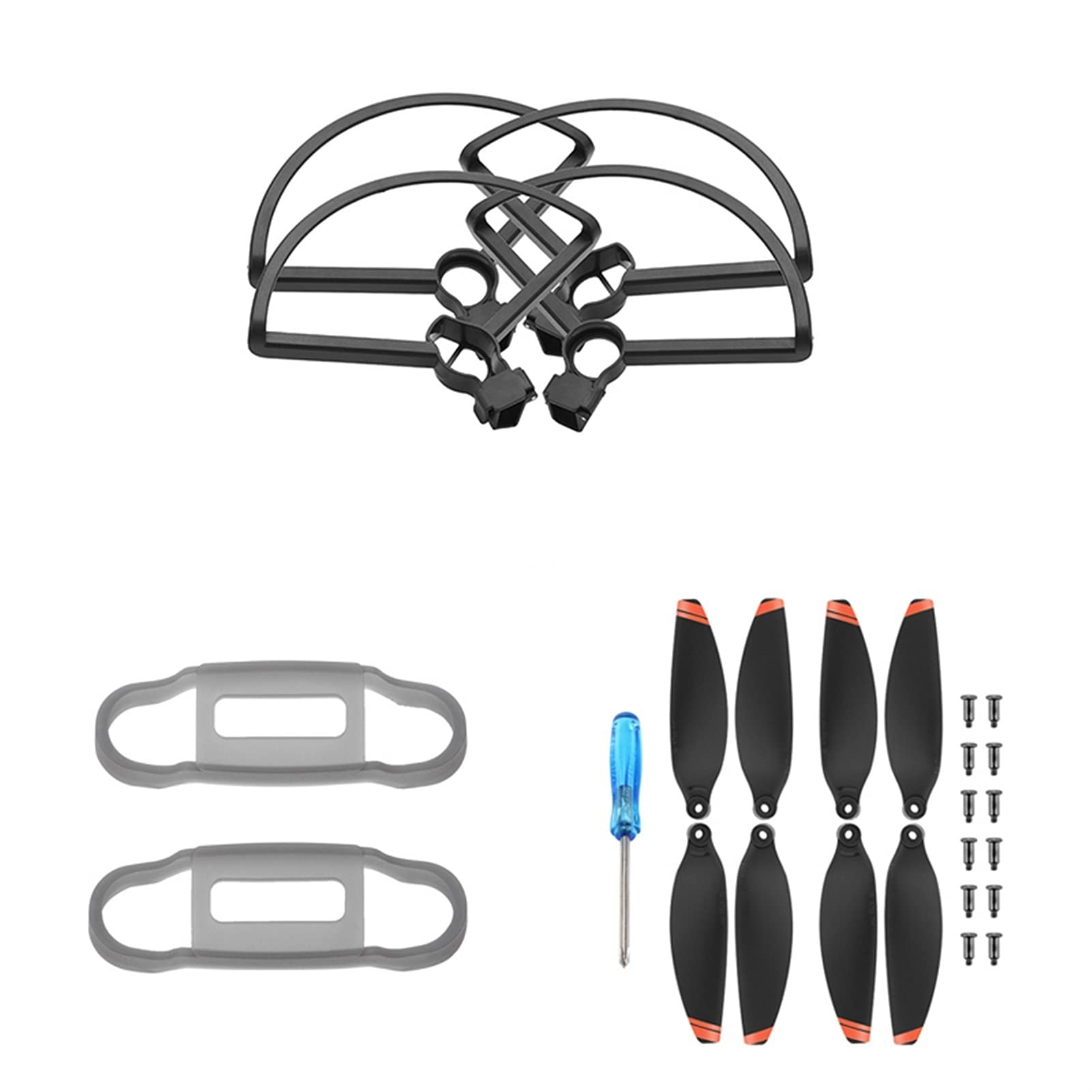 HUVNEXA 4-teiliges Schnellverschluss-Propeller-GuardDrone-Zubehör, Propeller-Klingenschutzringabdeckung, Schutzset, for DJI, for Mavic, for Mini, 2 Drohnenpropeller(Black Set) von HUVNEXA