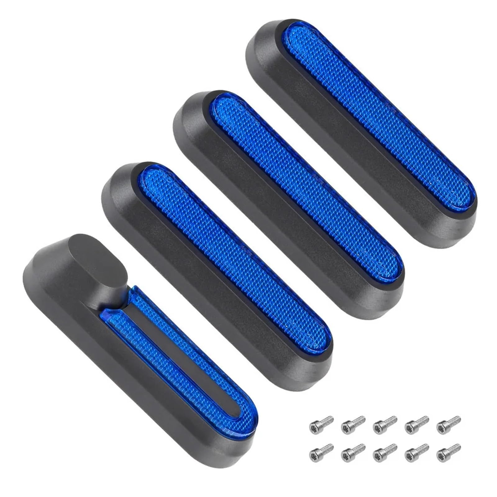 HUVNEXA 4X Radkappen-Schutzschalen for Xiaomi, Mi Electric Scooter Pro 2 M365 Scooter, reflektierende Aufkleber, Zubehör Roller-Sicherheitsreflektor(Black Blue) von HUVNEXA