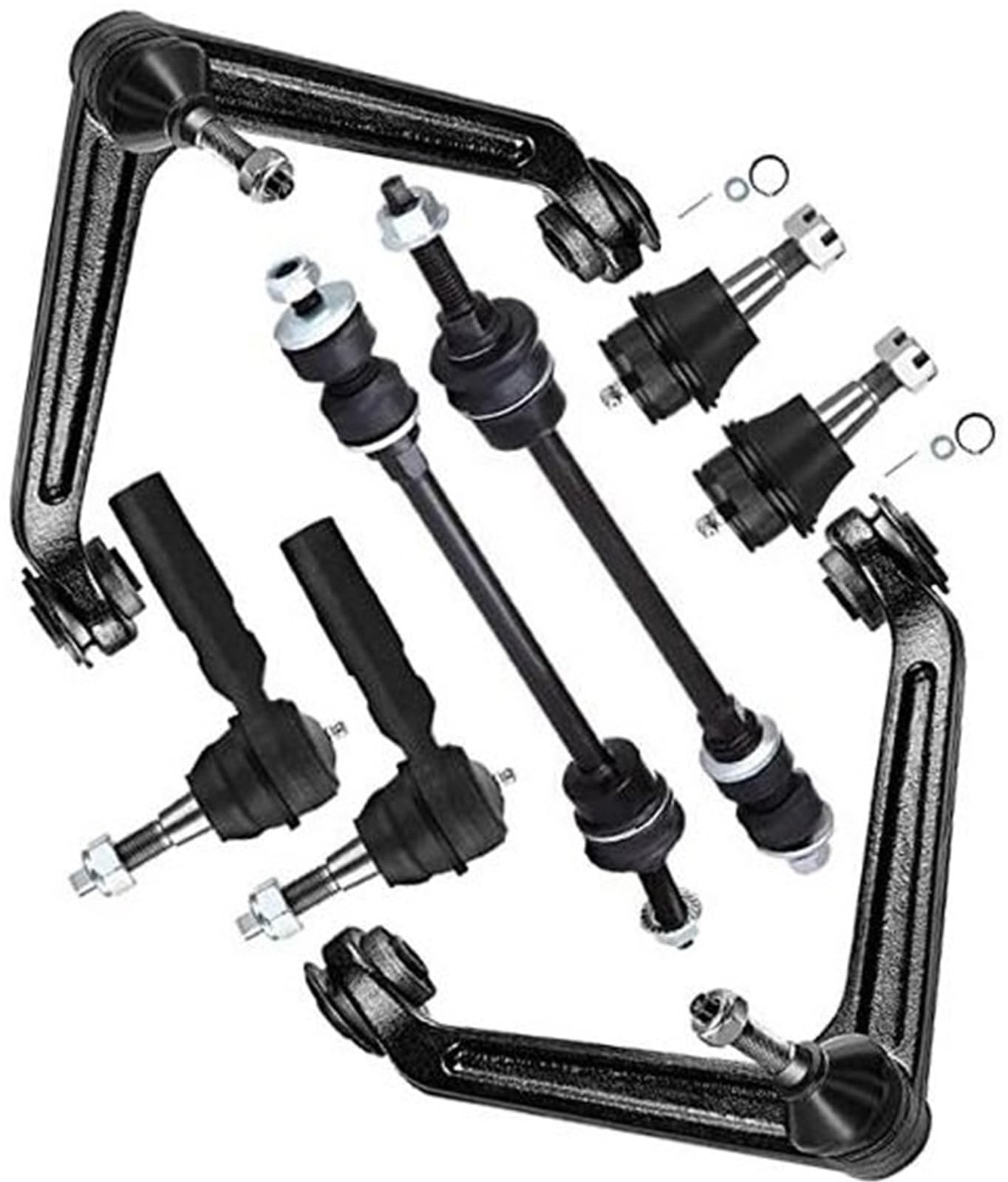 HUVNEXA 8-teiliger 4WD-Querlenker vorne Oben mit Kugelgelenk, Stabilisator, äußerer Spurstangenkopf, Aufhängungssatz, for 2002 2003 2004 2005, for Dodge, Ram 1500 Kugelgelenksatz von HUVNEXA