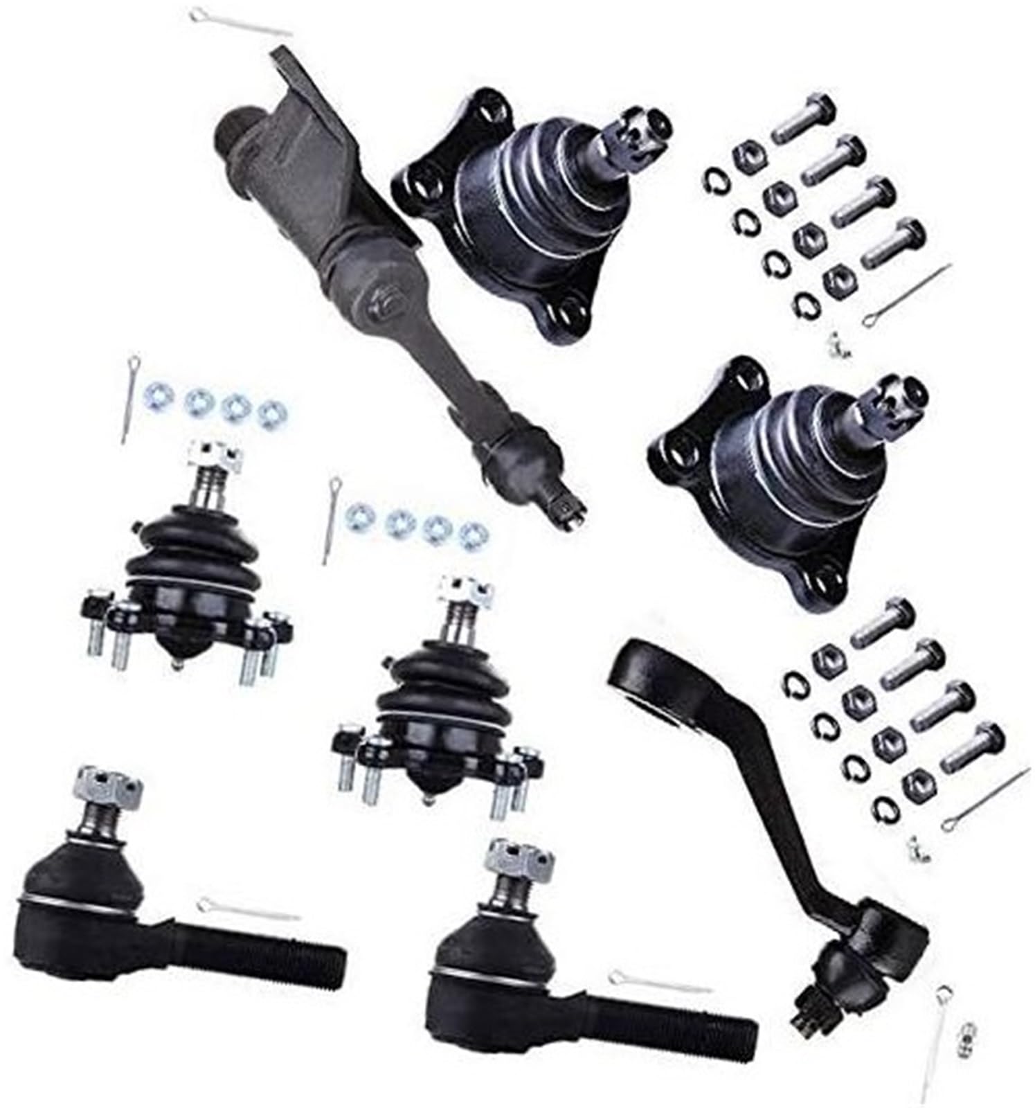 HUVNEXA 8-teiliges 4WD-Federungsset, vorderes oberes unteres Kugelgelenk, äußeres Spurstangenkopf, Lenkstockhebel, Spannhebel, for 1989-1995, for Toyota, for 4Runner Pickup T100 4x4 K9519 K9482 Kugelg von HUVNEXA