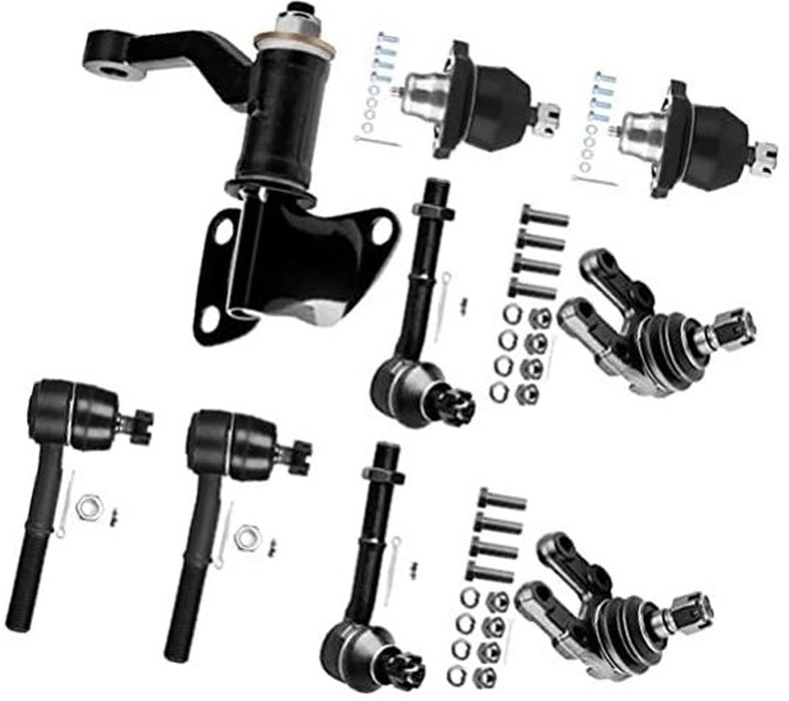 HUVNEXA 9-teiliges Vorderradaufhängungsset, innere und äußere Spurstangenköpfe, obere und untere Kugelgelenke, Spannarm, for 1987-1993, for Nissan, Pathfinder 1986-1994 D21 4WD 1995-1997 Pickup 4WD Ku von HUVNEXA