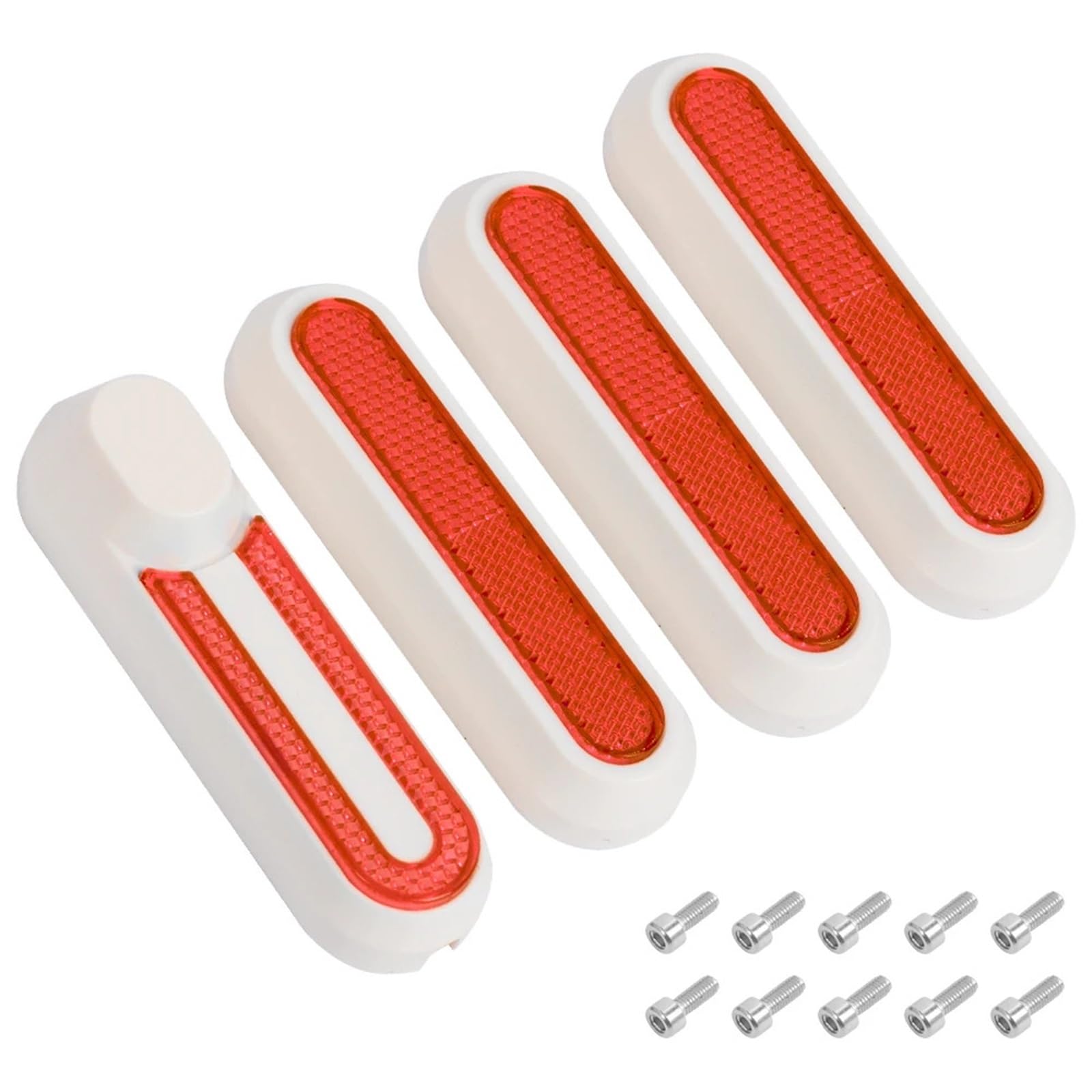 HUVNEXA Abdeckung for Hinterräder, Schutz der Nabenkappen, Warnschutzschalen, reflektierende Aufkleber, for Xiaomi, M365 pro2 pro Mi3 E-Scooter-Zubehör Roller-Sicherheitsreflektor(White Red) von HUVNEXA