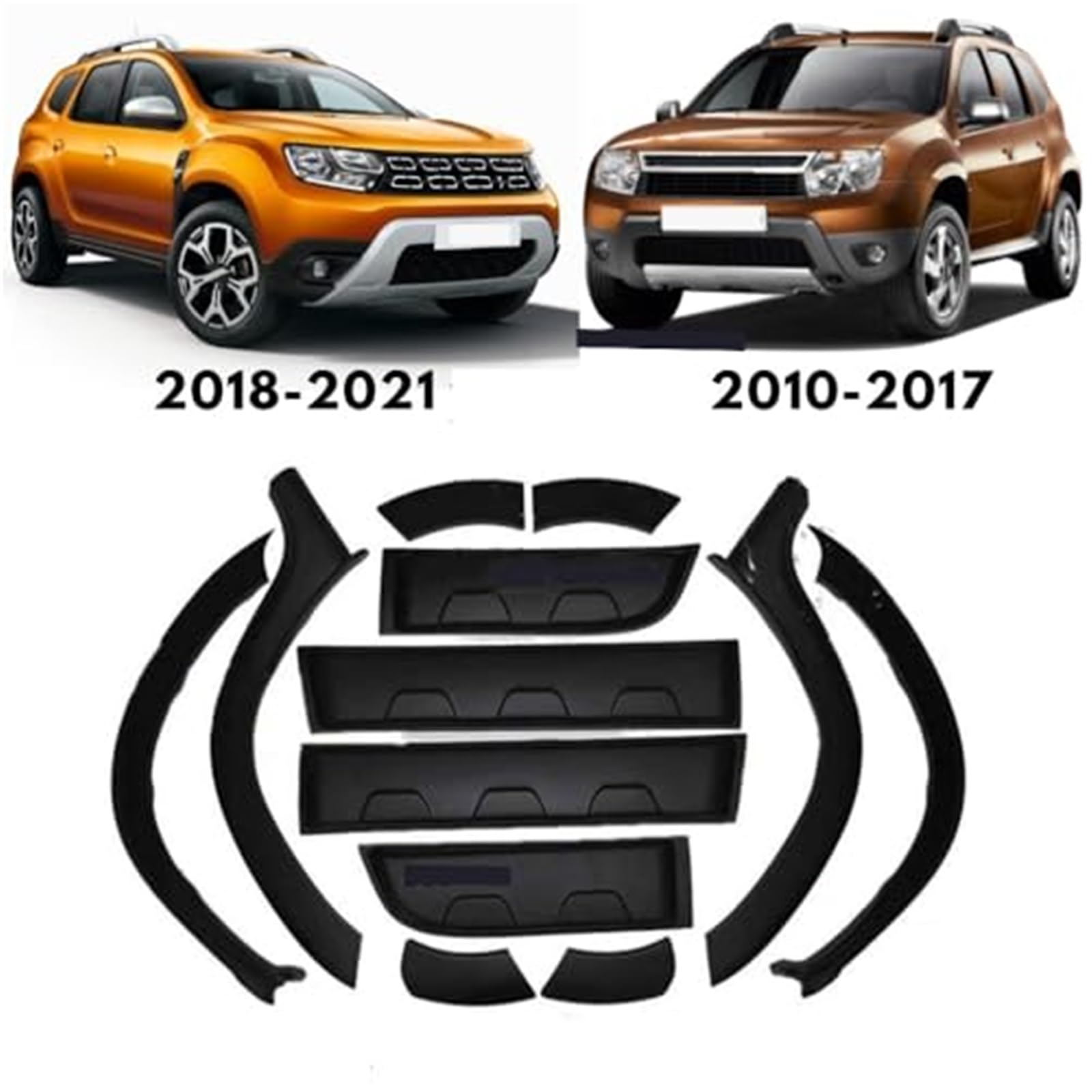 HUVNEXA Auto-Radkästen und Zierleisten, for Renault, for Dacia, Duster 2010–2022, Autodekorationen, komplettes Set, Stoßstangenverkleidung Kotflügelverkleidung(2018-2021) von HUVNEXA