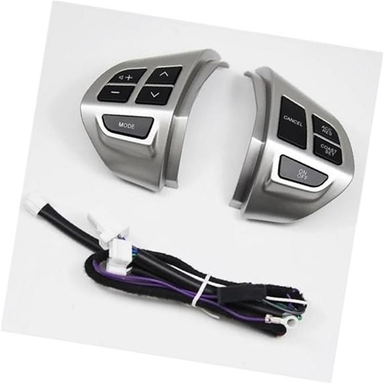 HUVNEXA Auto-Tempomat-Taste, for Mitsubishi, for Lancer, for Outlander, for ASX 2007 2008 2009 2010 2011, Auto-Lenkrad-Radio-Steuerschalter, Sound-Taste Lenkradsteuerungsschalter(Silver) von HUVNEXA