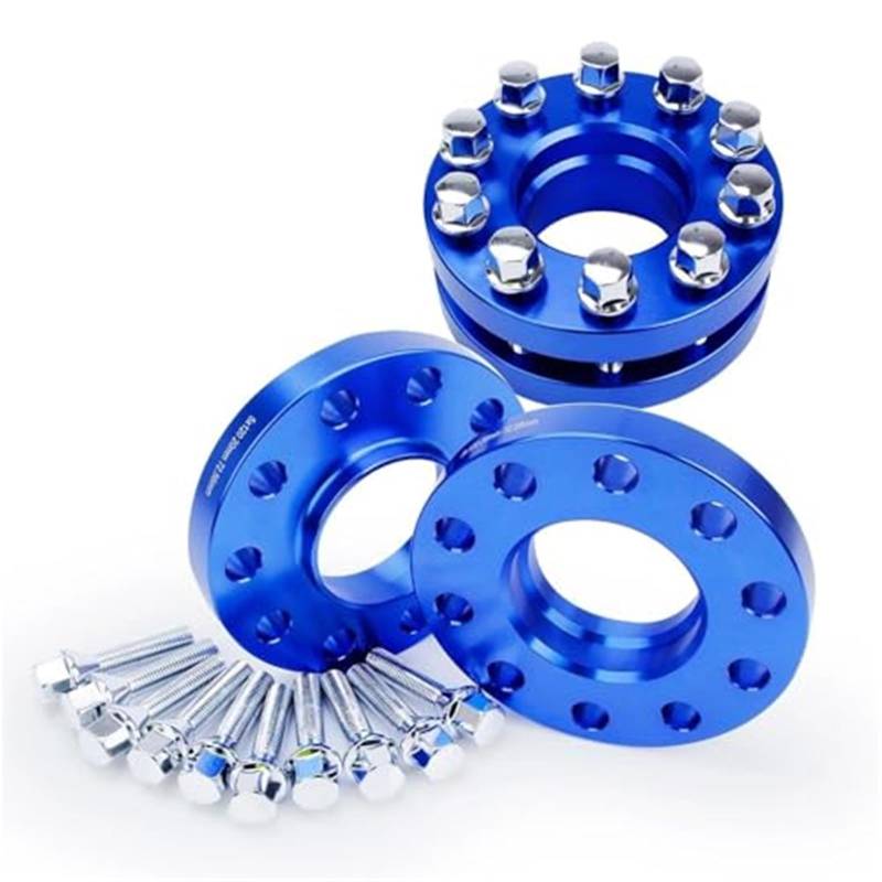 HUVNEXA Distanzstücke, geschmiedetes Aluminium 5x120 Spurverbreiterung Kit, for, 2 Stück 15mm 2 Stück 20mm Blau Mit verlängerten Bolzen Autoflanschadapter Unterlegscheiben Platte Auto-Radadapter von HUVNEXA