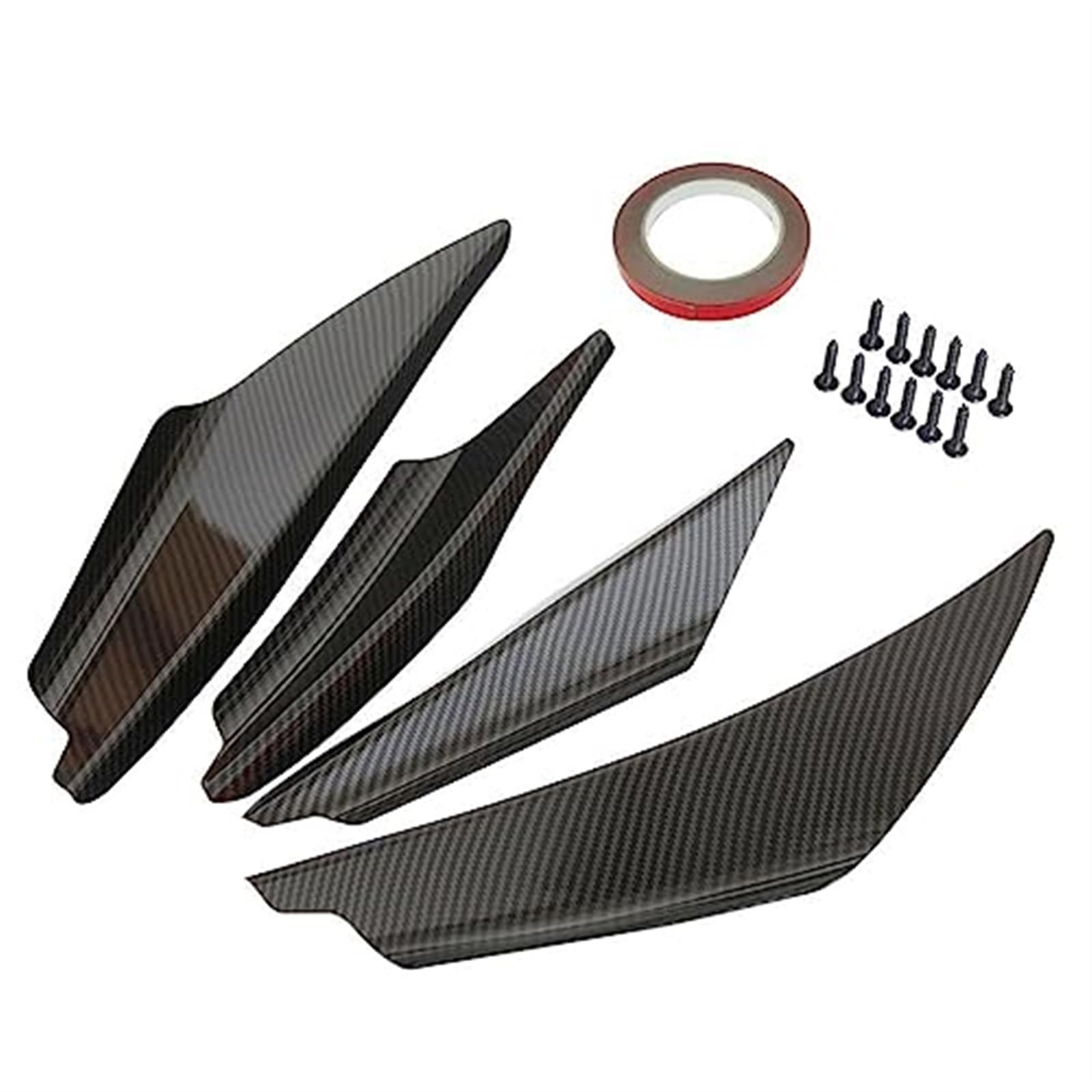 HUVNEXA Frontstoßstangensplitter Canard Diffusor Fin Valence Spoiler Body Kit, for Mitsubishi, Lancer EVO 2008-2017 Autozubehör Frontspoiler Diffusor für die vordere Stoßstange(Black Carbon Look) von HUVNEXA