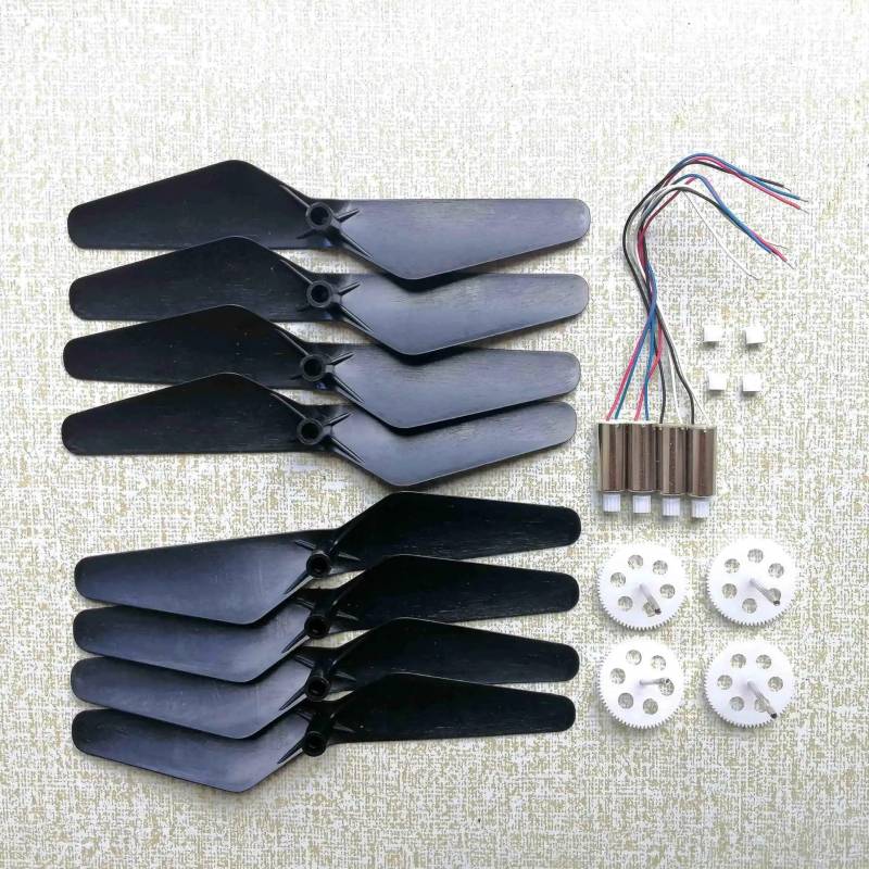 HUVNEXA Getriebe Cw CCW Motoren Motoren Propeller Blade Set, for RC Drone KY606D Quadcopter Ersatzteile Drohnenpropeller(Black) von HUVNEXA