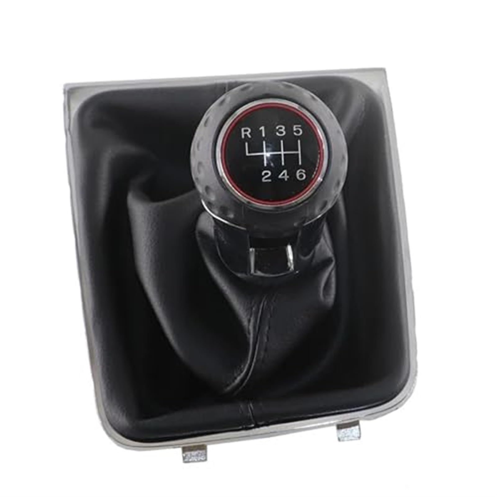 HUVNEXA Schaltknauf Hebelschaltergriff Leder, for Golf, 7 A7 MK7 GTI GTD 2013 2014-2018 Schaltgetriebegriff 5 6 Gang Schaltknauf für Fahrzeuge(Black 6 Speed red line) von HUVNEXA