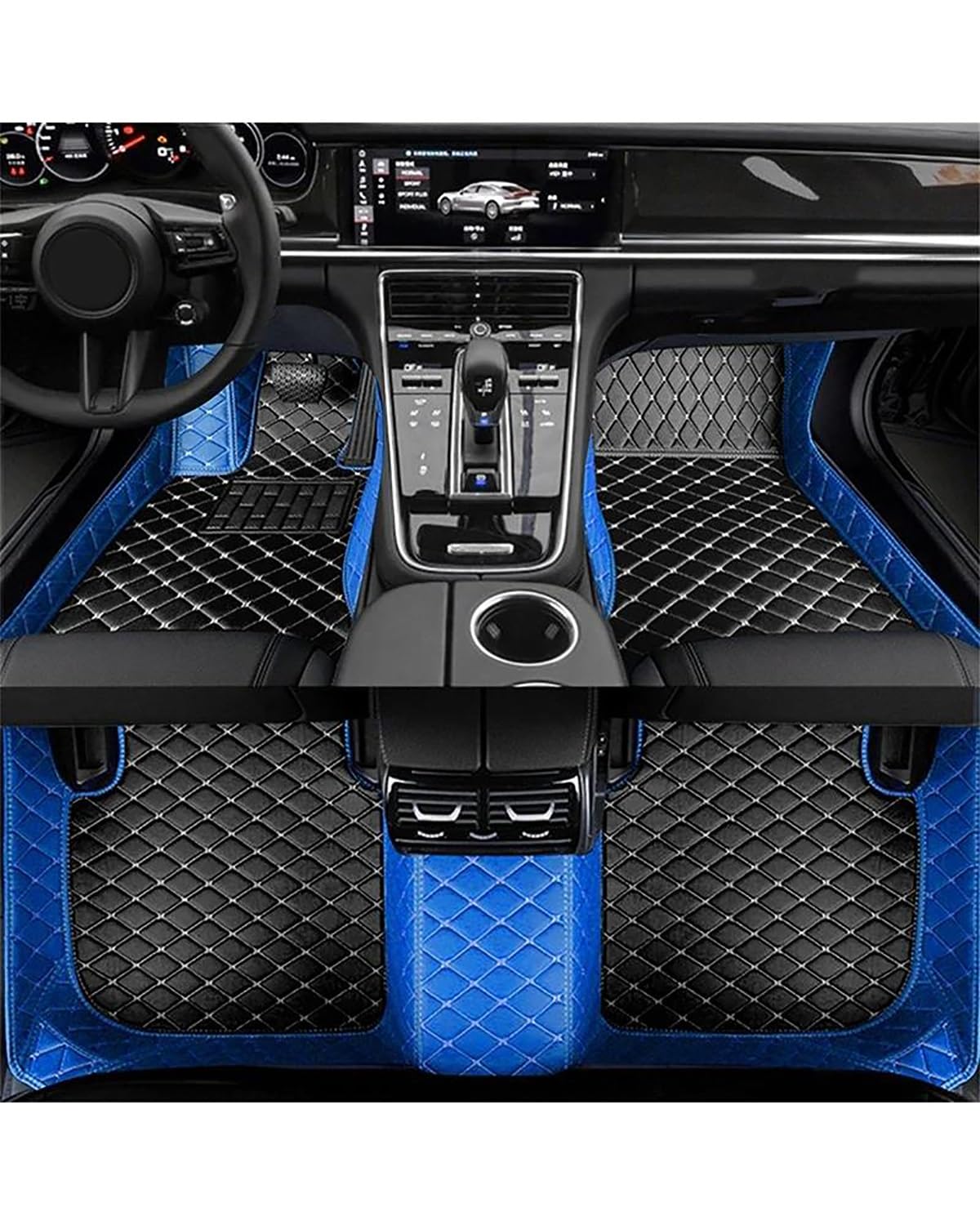 Auto Fussmatte Für 1er F40 118i 116d 118d 2020 2021 2022 2023 Kunstleder Auto Fußmatten Floorliners Teppiche Teppiche Pads Autofußmatten(Blue Black,Right Hand Drive) von HUYHSD