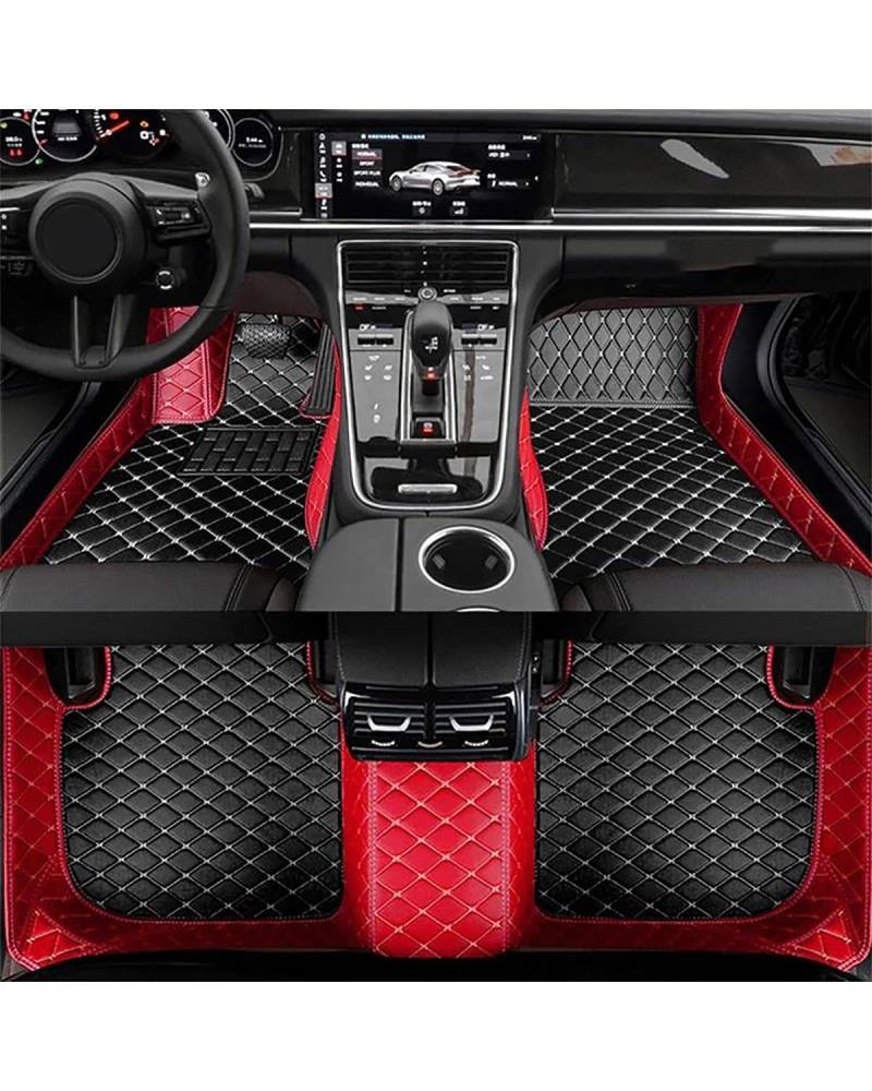 Auto Fussmatte Für 3 F30 E90 330i 335i 320i Fünf Türen 2008-2012 Set Automobil Teppich Teppiche Fuß Pads Leder Auto Fußmatten Autofußmatten(Red Black,Left Hand Drive) von HUYHSD