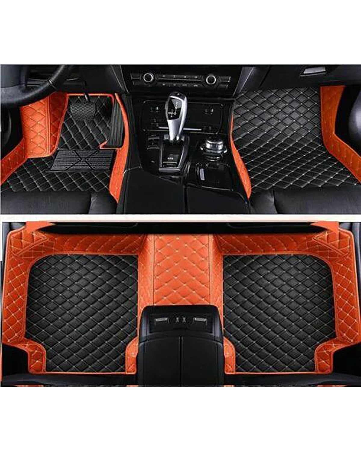 Auto Fussmatte Für Accord 2014 2015 2016 2017 5-Sitzer wasserdichte Vollschutzeinlagen Innenteppiche Auto-Fußmatten Autofußmatten(Black Orange) von HUYHSD