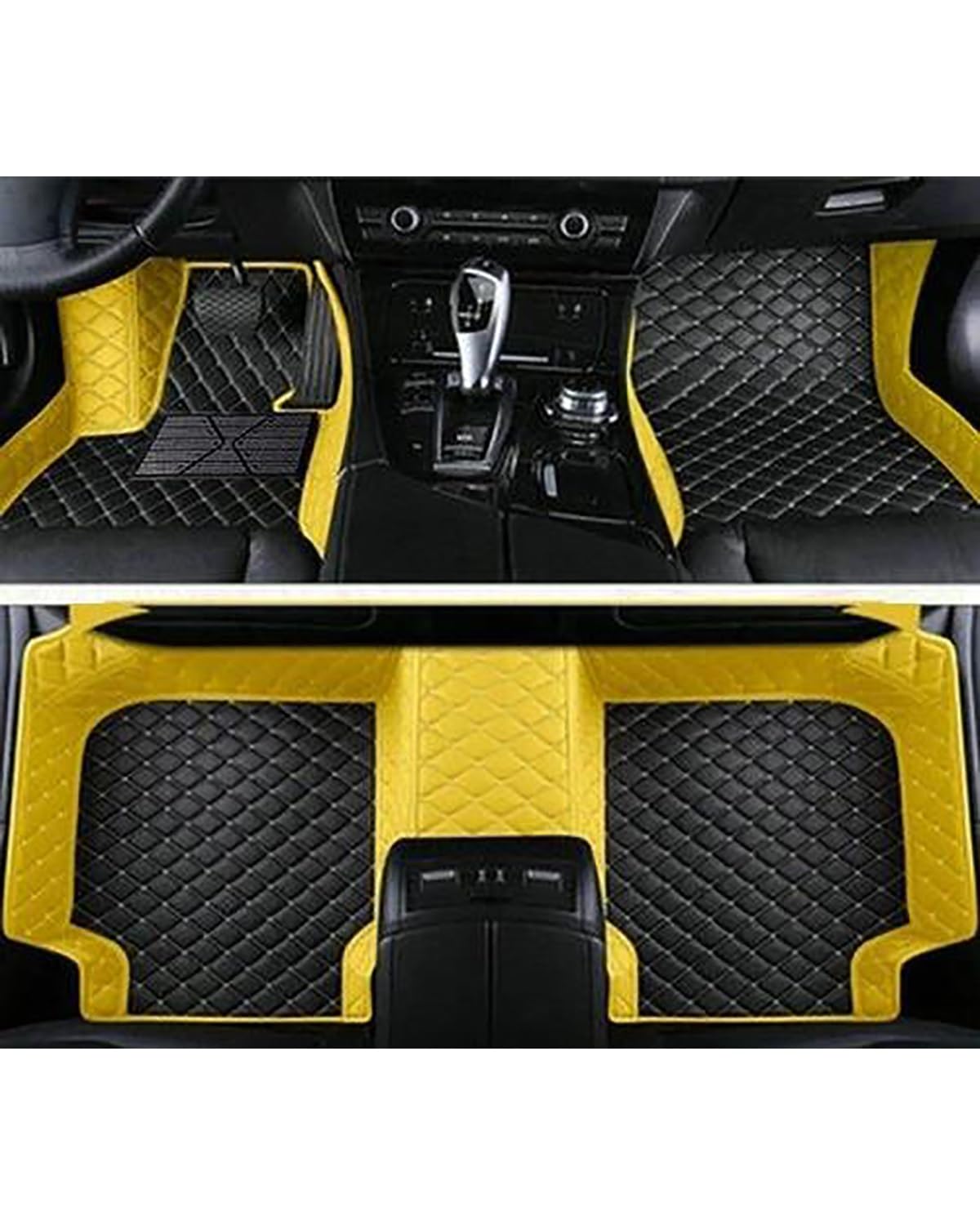 Auto Fussmatte Für Accord 2014 2015 2016 2017 5-Sitzer wasserdichte Vollschutzeinlagen Innenteppiche Auto-Fußmatten Autofußmatten(Black Yellow) von HUYHSD