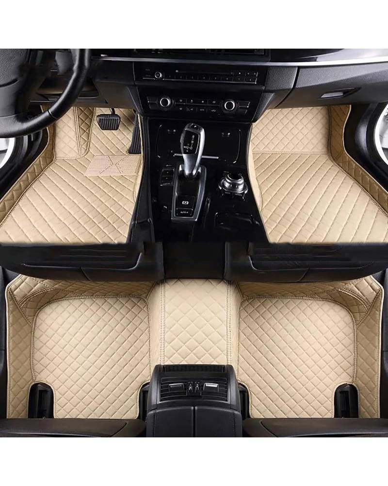 Auto Fussmatte Für Benz Für CLA C118 2020 2021 2022 Set Autoteppiche Fußpolster Leder Auto-Fußmatten Innenausstattung Autofußmatten(Beige,Left Hand Drive) von HUYHSD