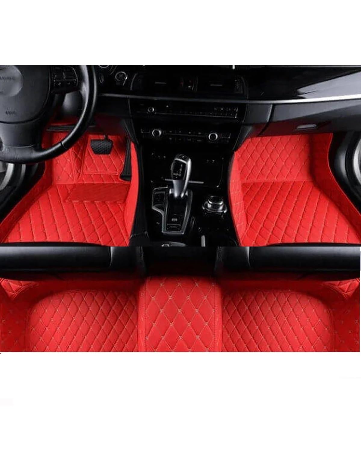 Auto Fussmatte Für Benz Für CLA C118 2020 2021 2022 Set Autoteppiche Fußpolster Leder Auto-Fußmatten Innenausstattung Autofußmatten(Red,Left Hand Drive) von HUYHSD