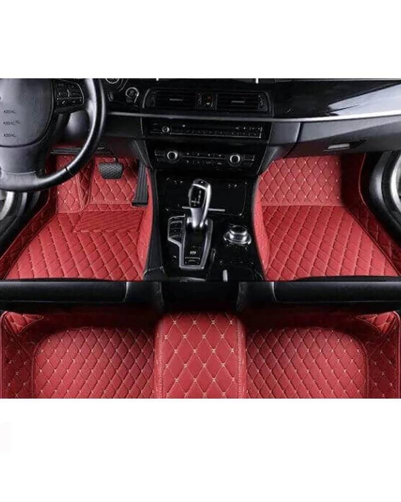 Auto Fussmatte Für Benz Für CLA C118 2020 2021 2022 Set Autoteppiche Fußpolster Leder Auto-Fußmatten Innenausstattung Autofußmatten(Red Biege,Left Hand Drive) von HUYHSD