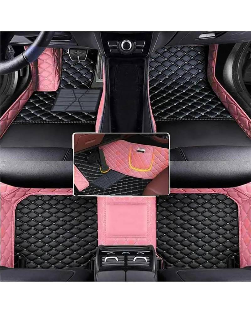 Auto Fussmatte Für CX-5 CX5 2017 2018 2019 2020 2021 Auto-Bodenmatte wasserdicht vollständige Abdeckung Innenausstattung Zubehör Automatten Autofußmatten(Black with Pink) von HUYHSD